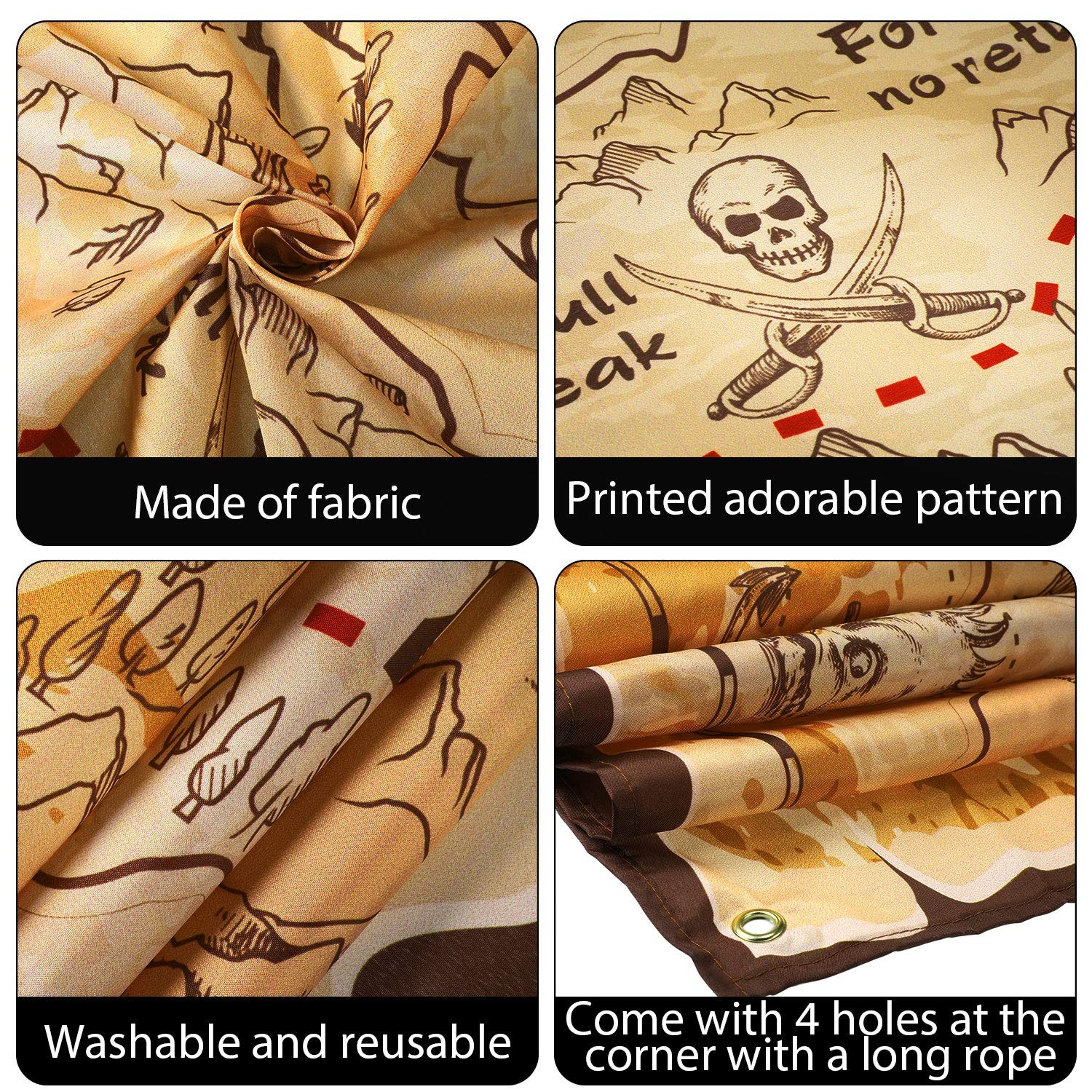 Blulu Halloween Pirate Treasure Map Backdrop 6 x 3.6 ft Pirate Theme Backgrou…