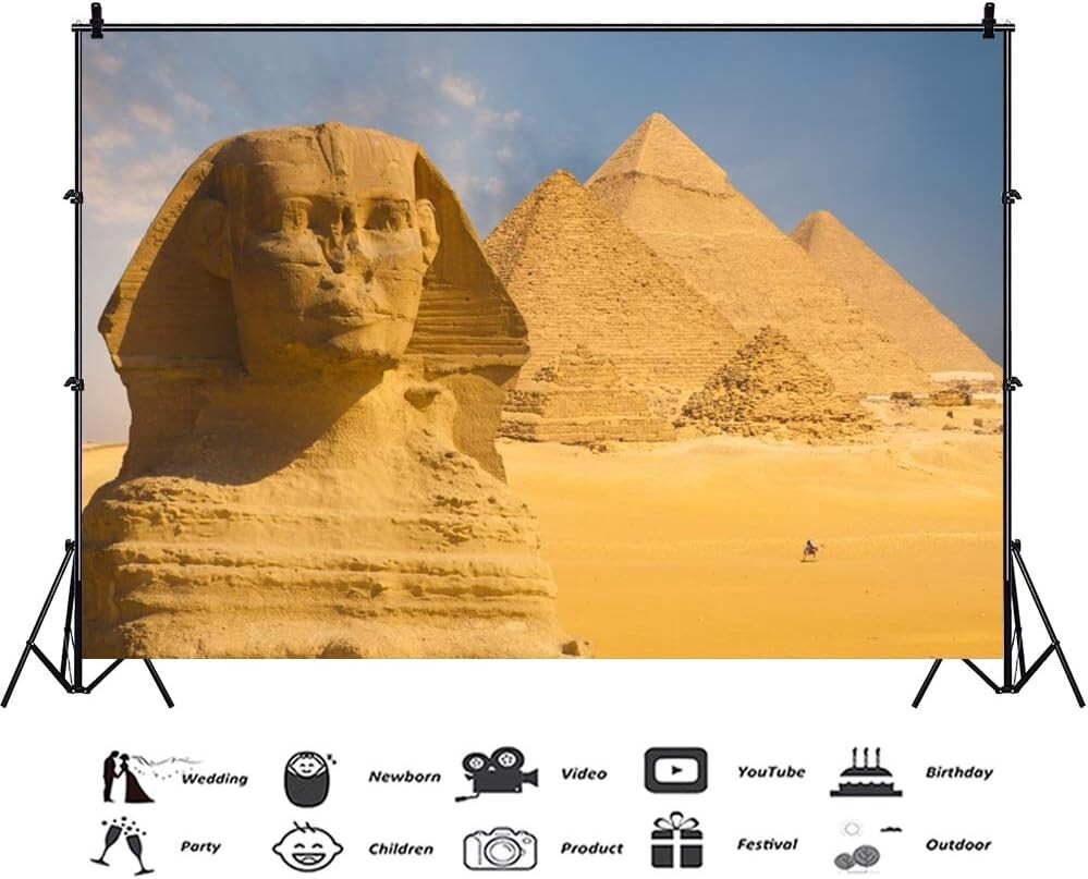 10x8ft Egyptian Pyramids Backdrop for Photography Ancient Egypt Sphinx studio