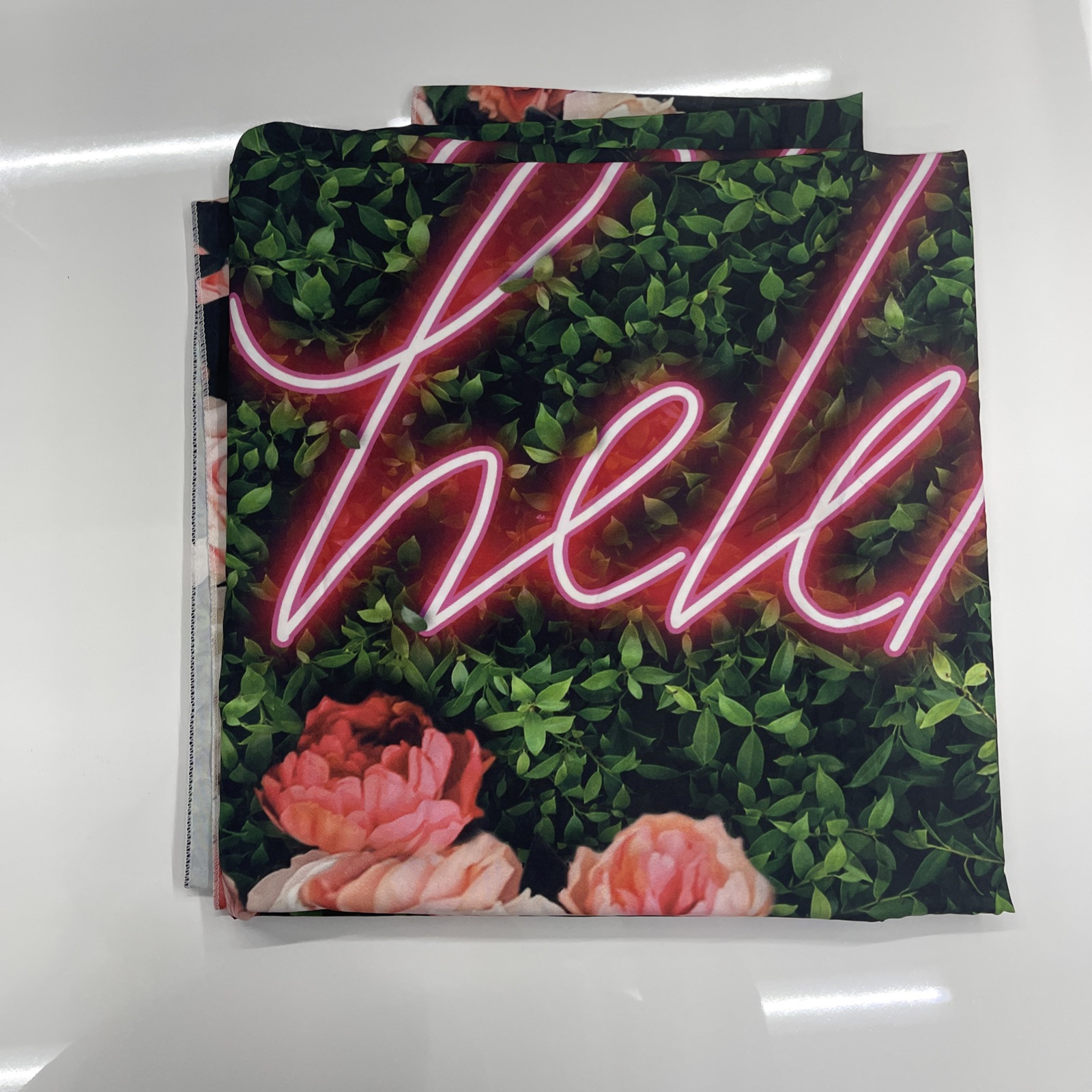 Happy Birthday Backdrop for Women Neon Flower 7Wx5H A-Birthday （Green Rose）