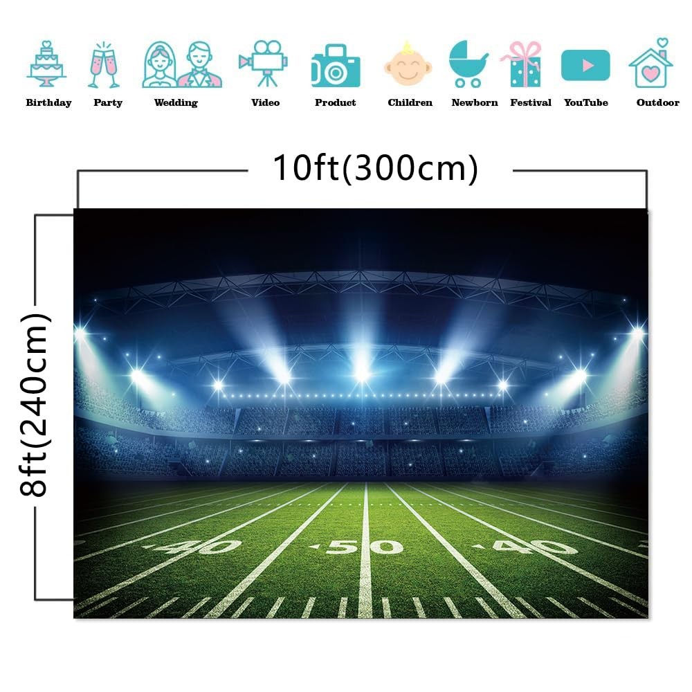 10×8 FT Sport Theme Photography Backdrop Football Birthday Photo Background