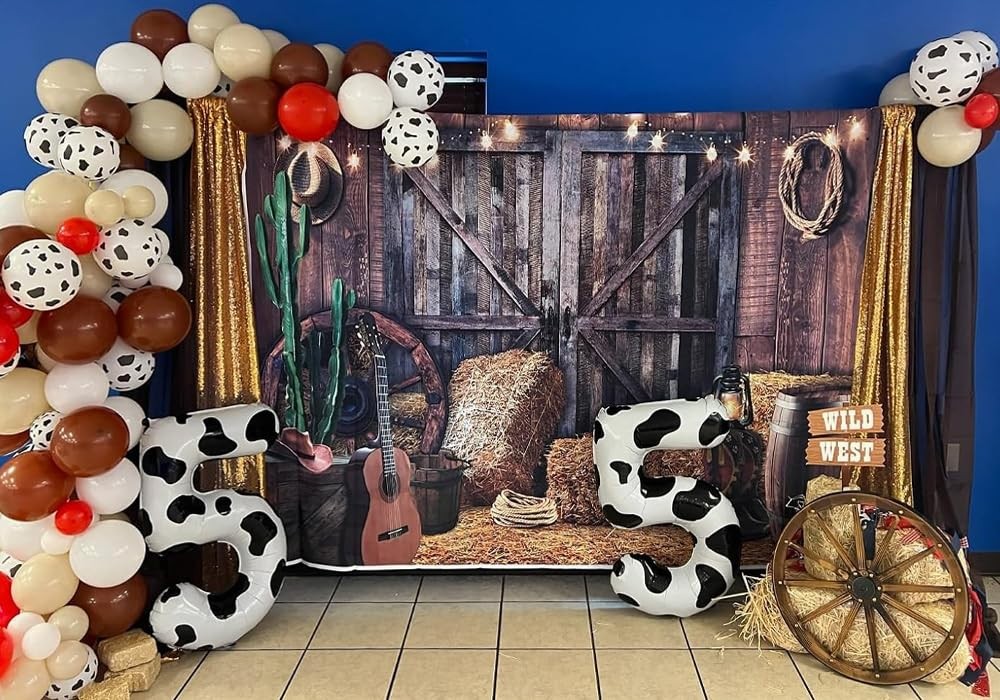 Alltten 7x5ft Western Cowboy Backdrop Party Decorations 7x5FT, Brown