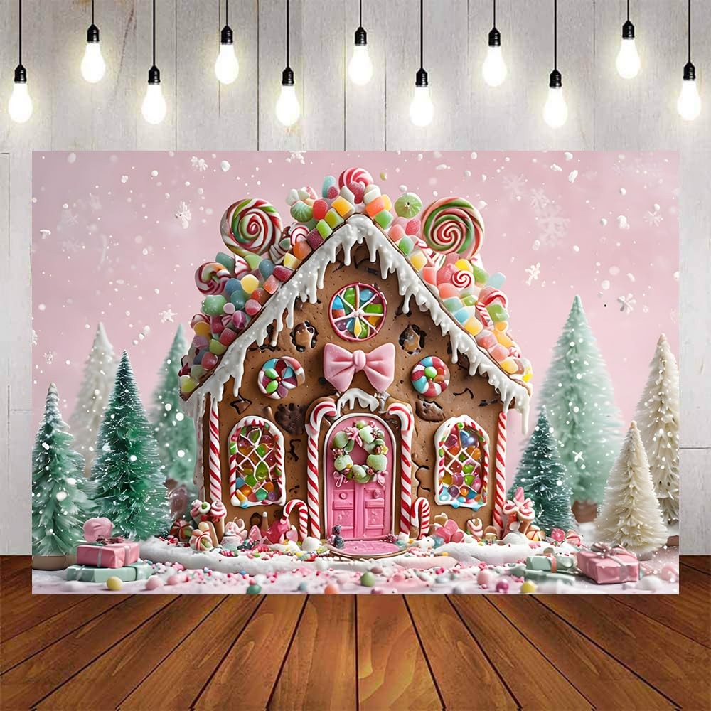 Christmas Candyland Peppermint Lollipop Holiday Photo Backdrop 7x5ft Mat