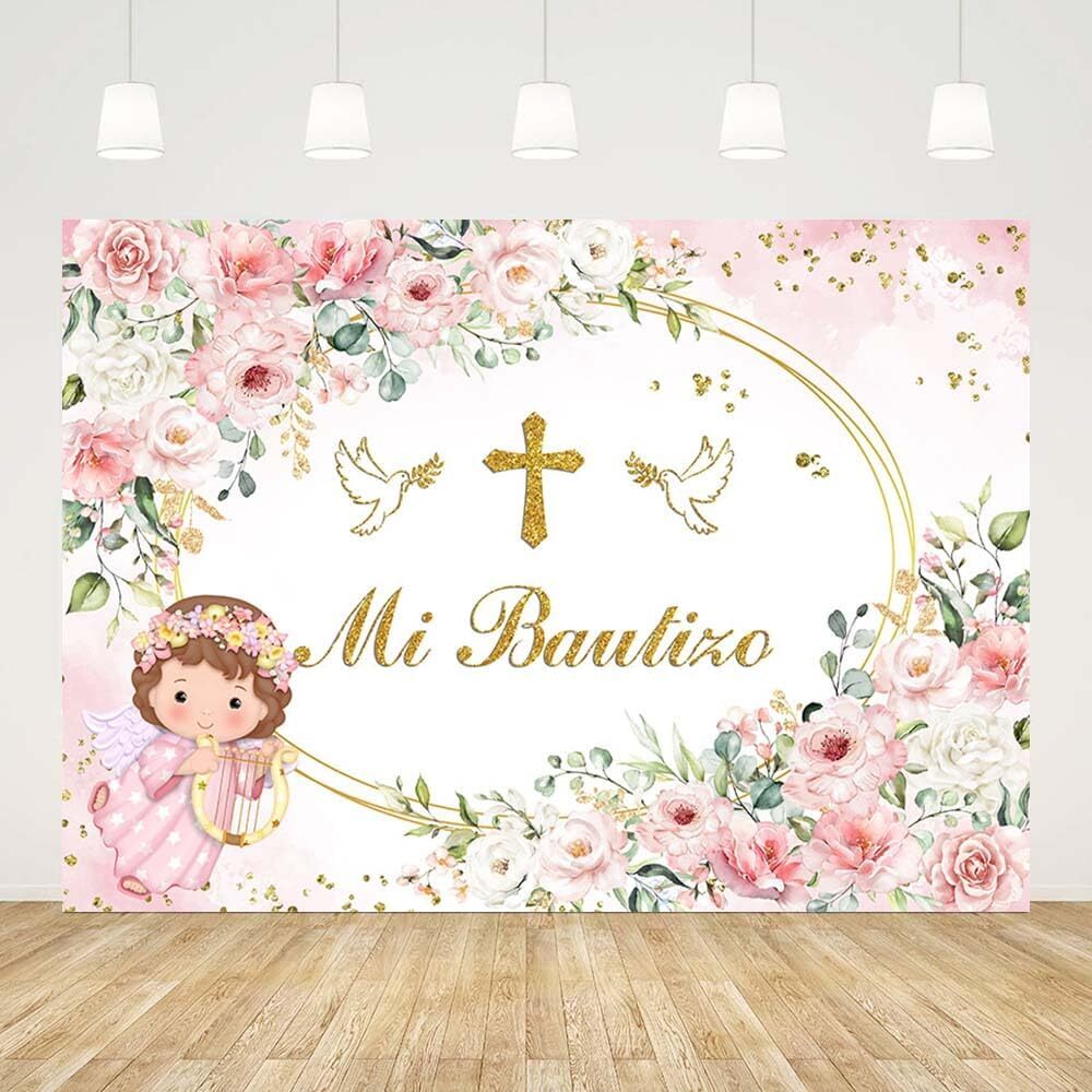 7x5ft Pink Mi Bautizo Backdrop for Girls Baby Shower God Bless First Holy Com…