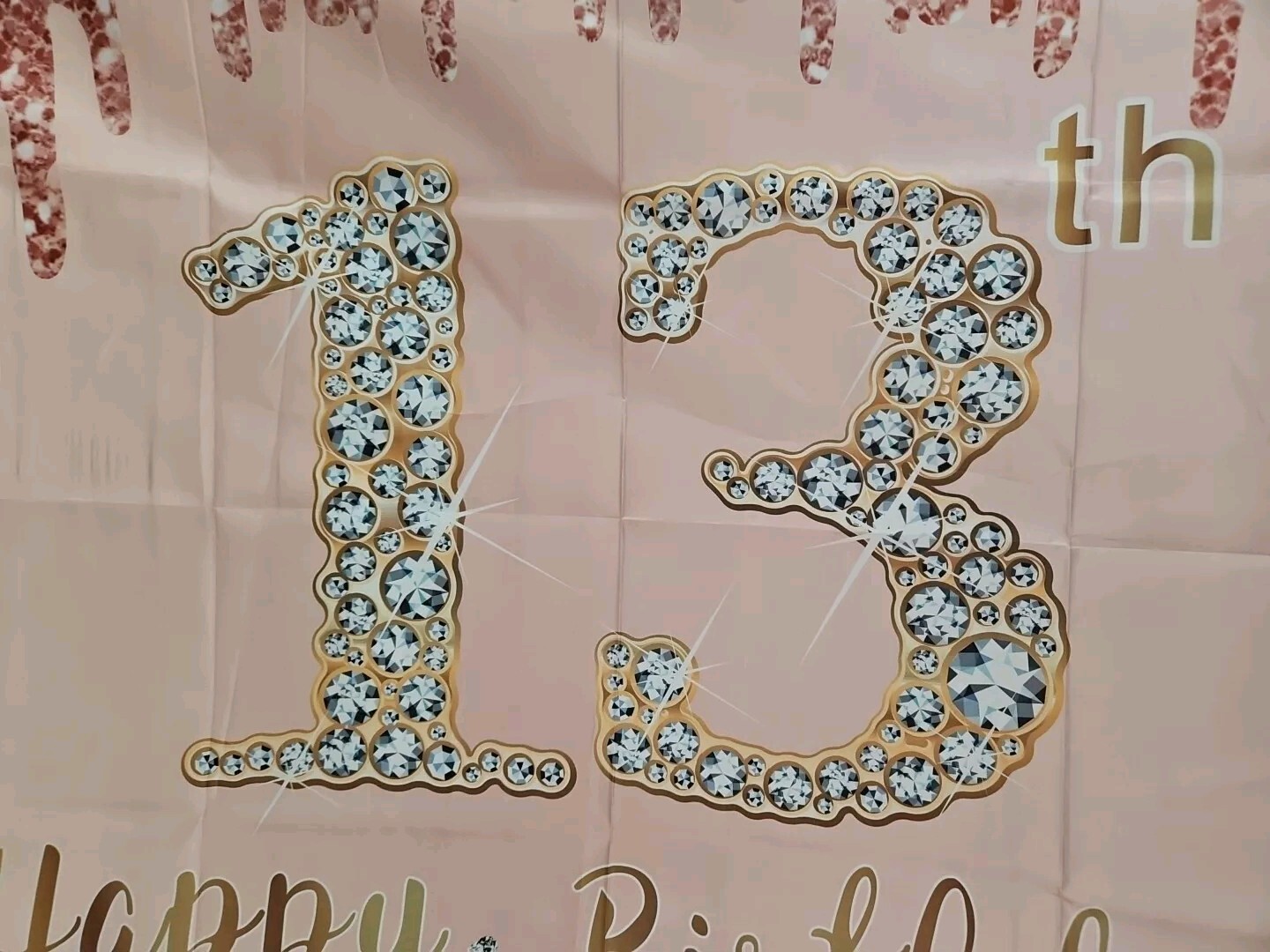 Happy 13th Birthday Banner Backdrop Decorations for Girls 43″x6′