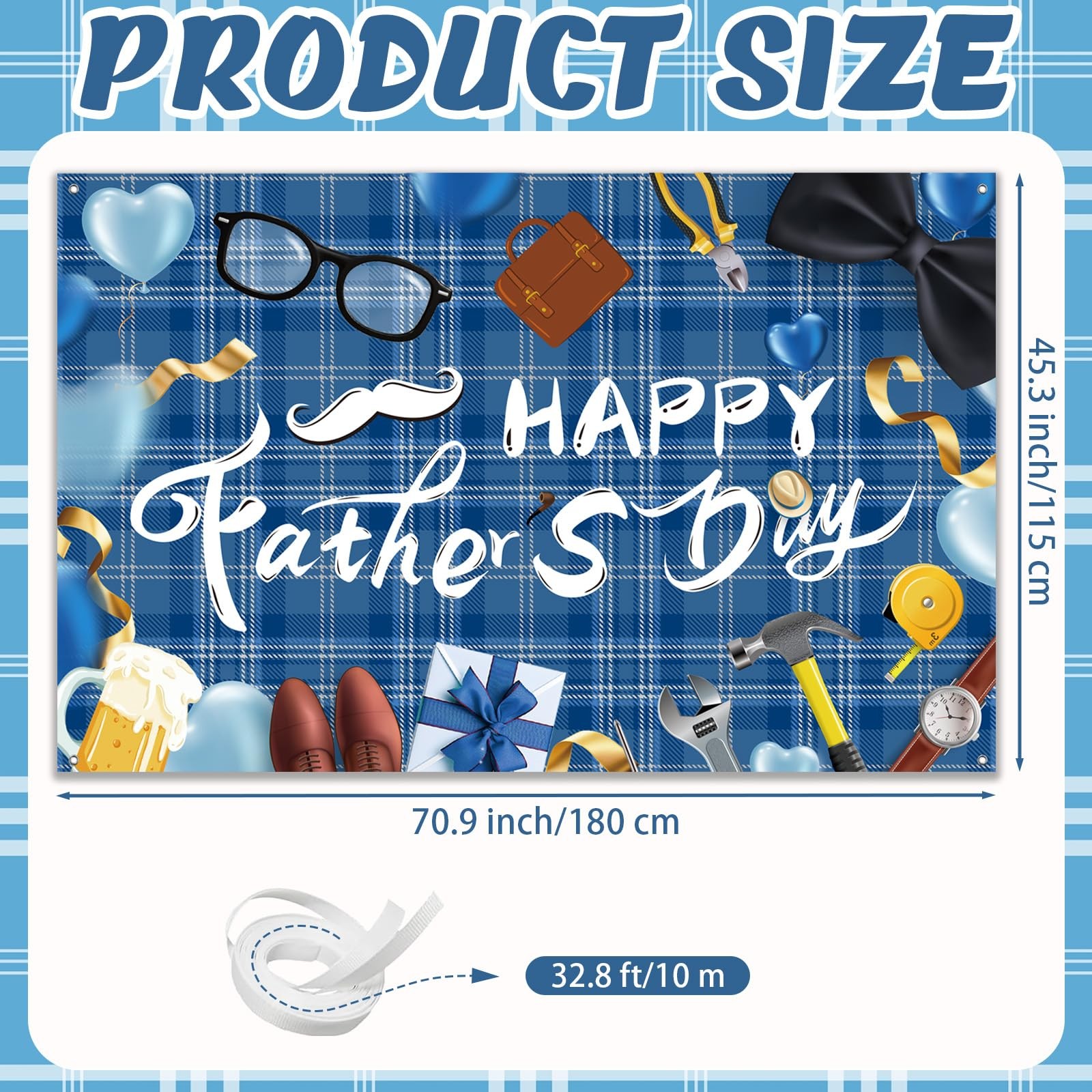 Happy Father’s Day Backdrop Decorations Indoor Outdoor Banner for Photography