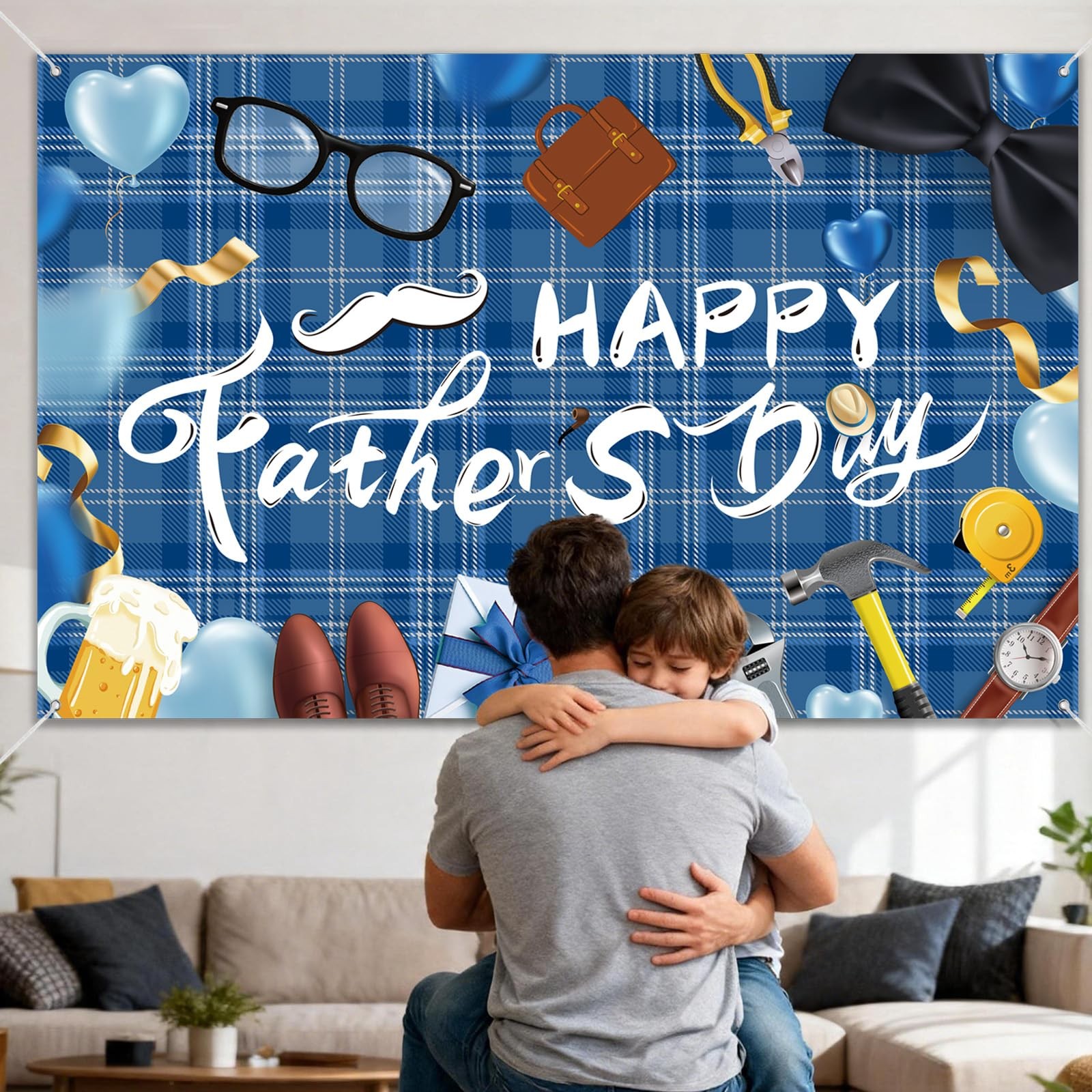 Happy Father’s Day Backdrop Decorations Indoor Outdoor Banner for Photography