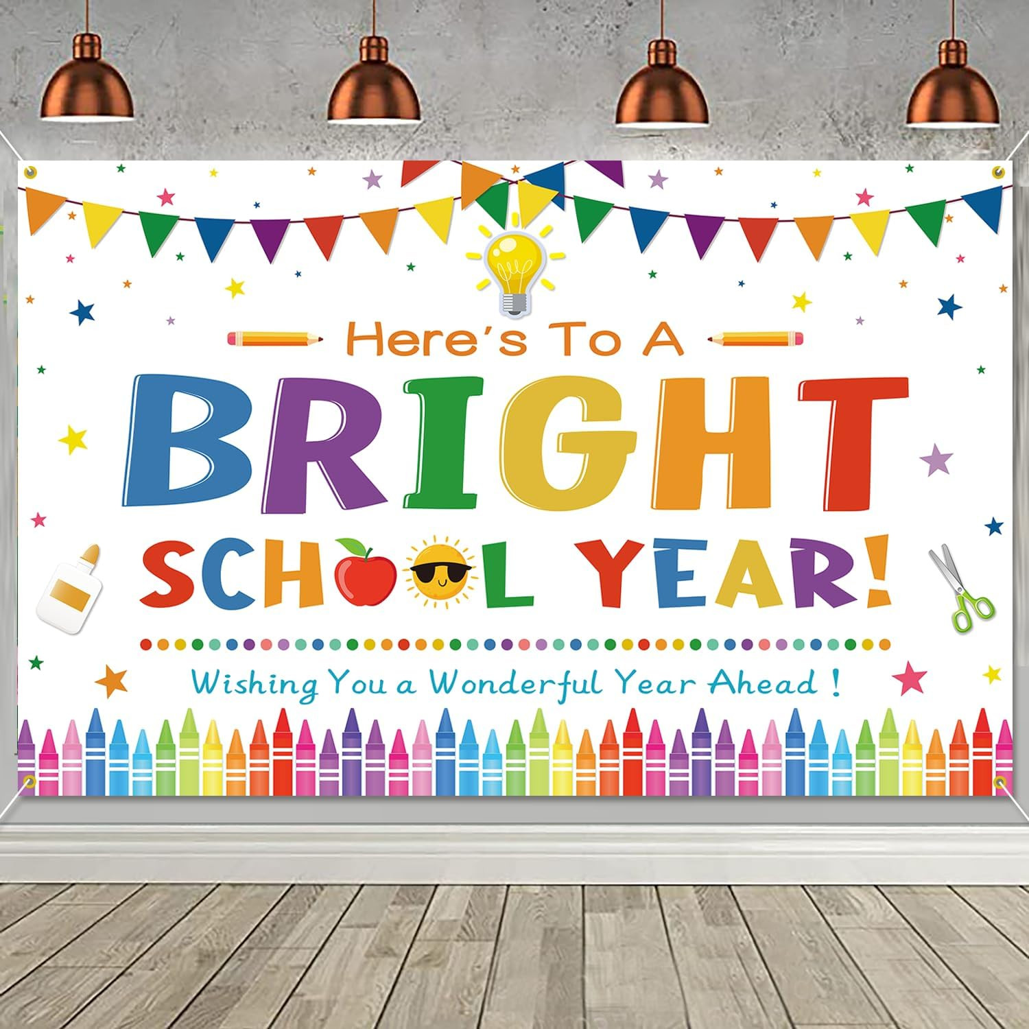 Here’S to a Bright School Year Backdrop Banner Back to School Photography Backgr
