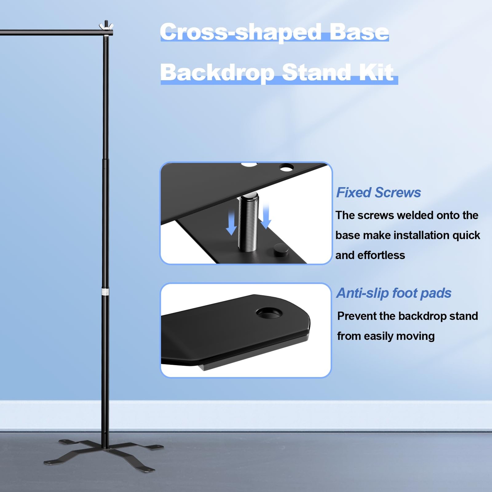 10×8.5ft(WxH) Upgraded Heavy Duty Backdrop Stand, Pipe and Drape Stand Kit wi…