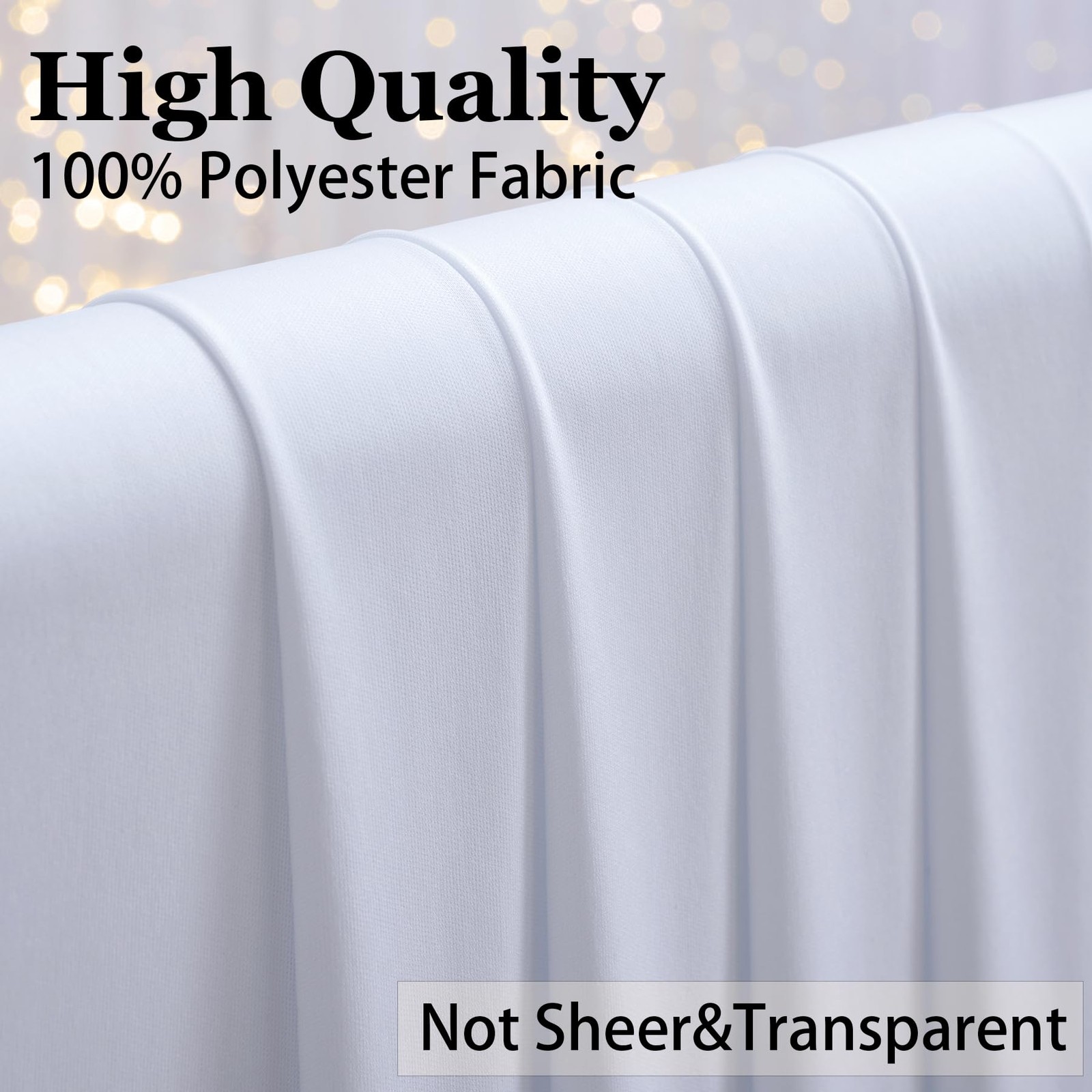 50×14 ft White Wrinkle Free Backdrop Curtain for 14ft Long_10 Panels,