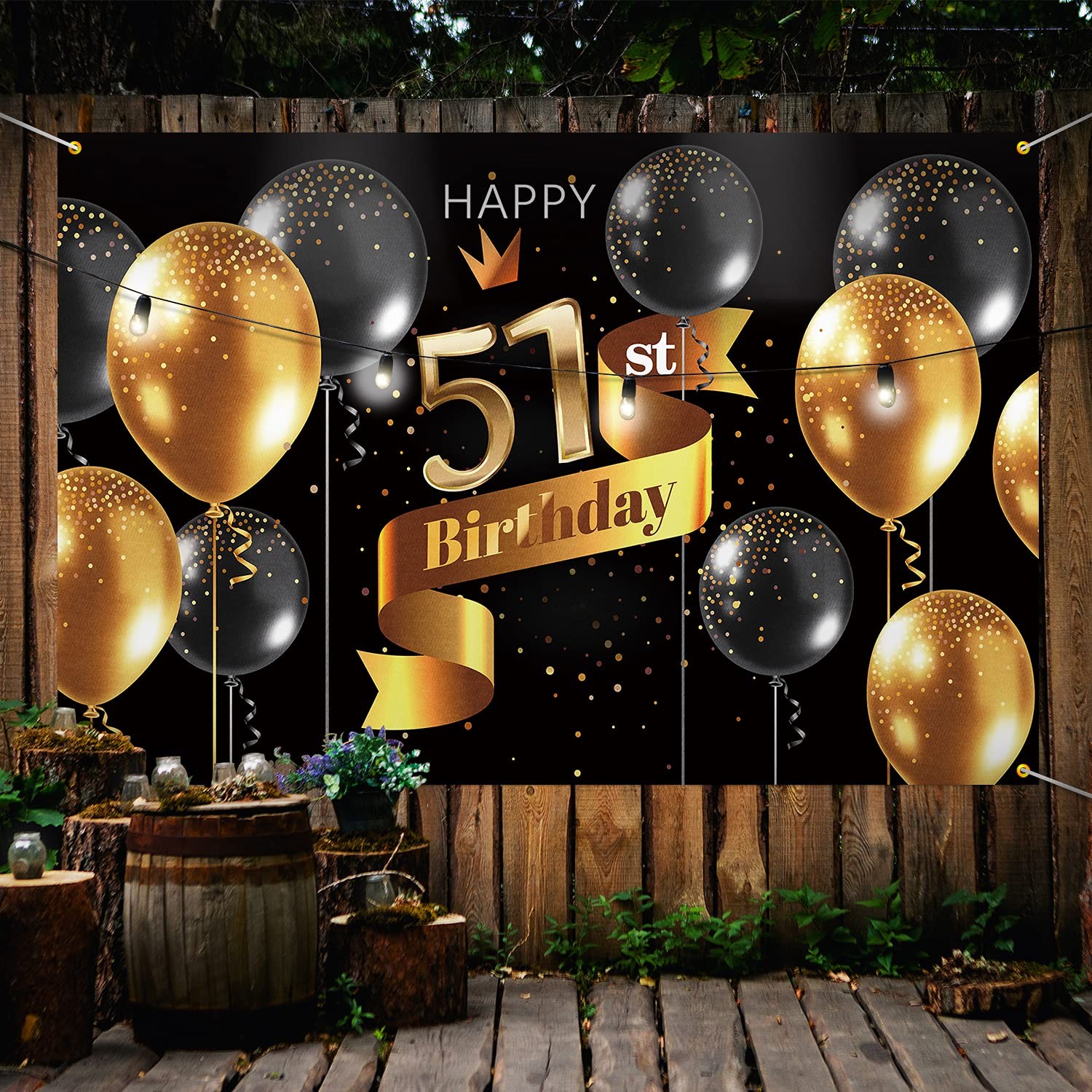 Happy 51st Birthday Backdrop Banner – 51 Birthday Party Decorations Supplies …