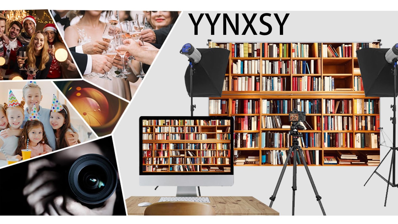 YYNXSY 7X5FT Bookshelf Backdrop Window Backdrops for Photography 7X5FT, Brown