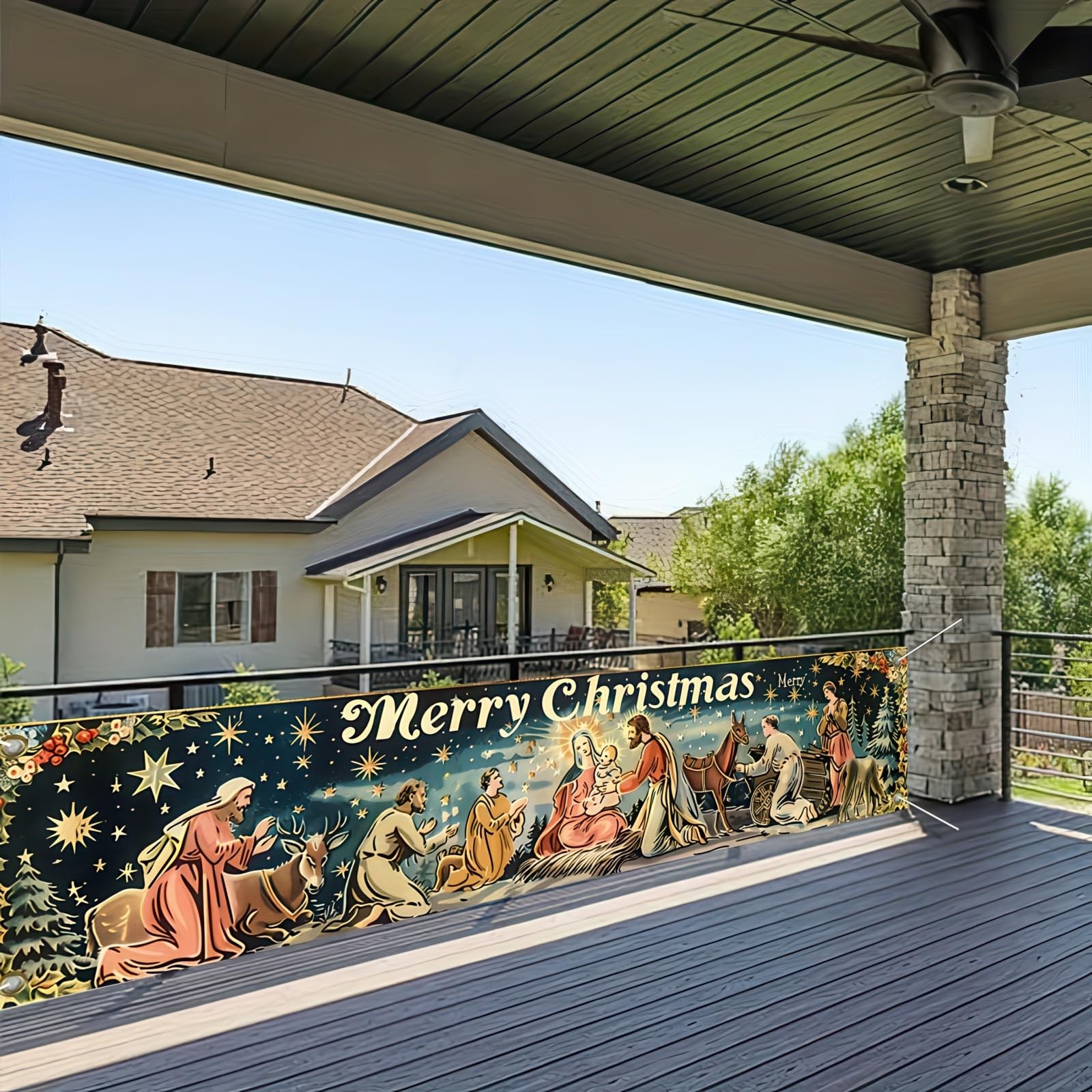 Christmas Nativity Scene Banner – Religious Holy Nativity Decor for Xmas Church