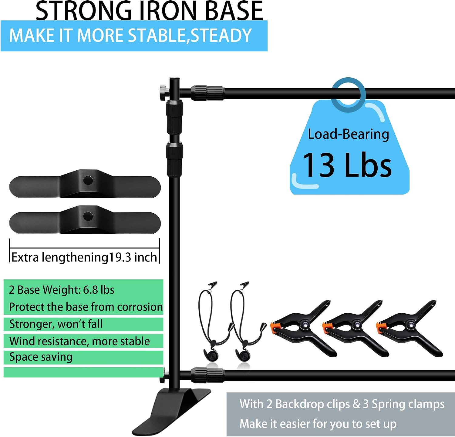 Photo Backdrop Banner Stand Kit, Heavy Duty 10 x 8 FT Adjustable Telescopic Tube
