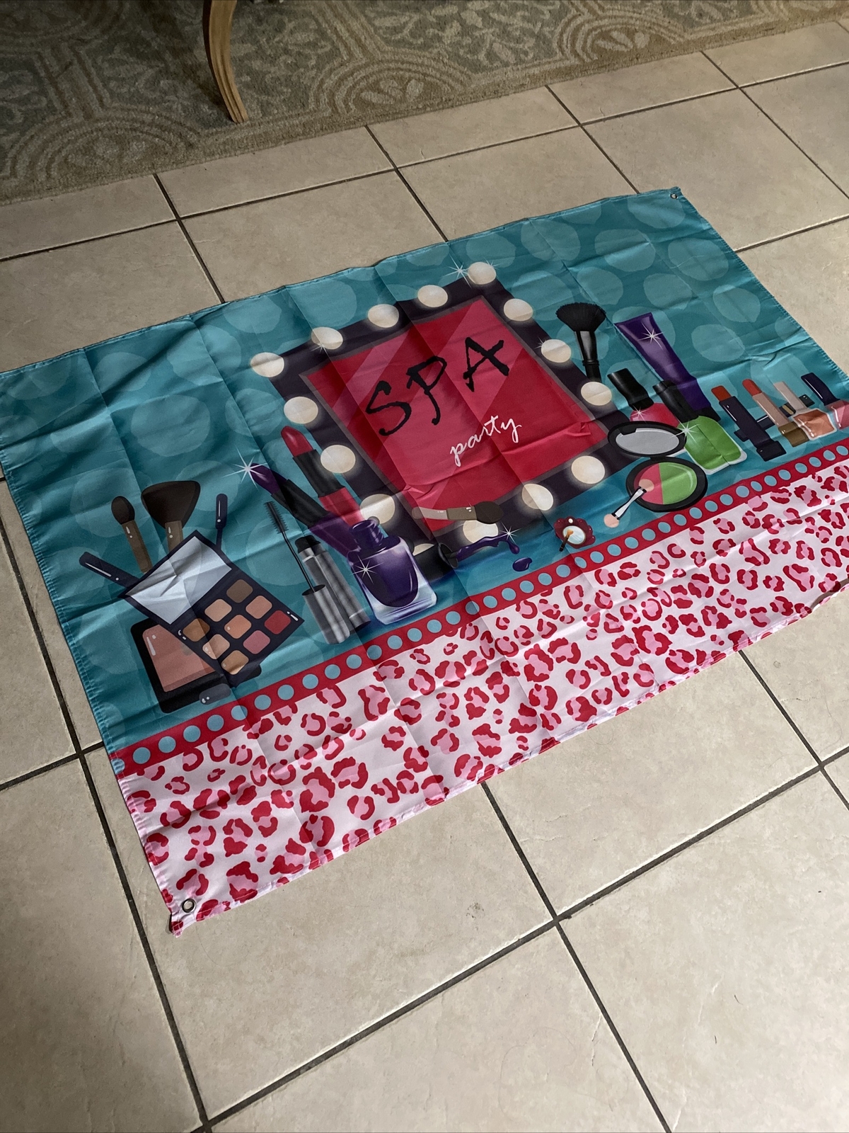 Spa Party Backdrop 5×3.5 Ft Make-up Background Birthday Banner