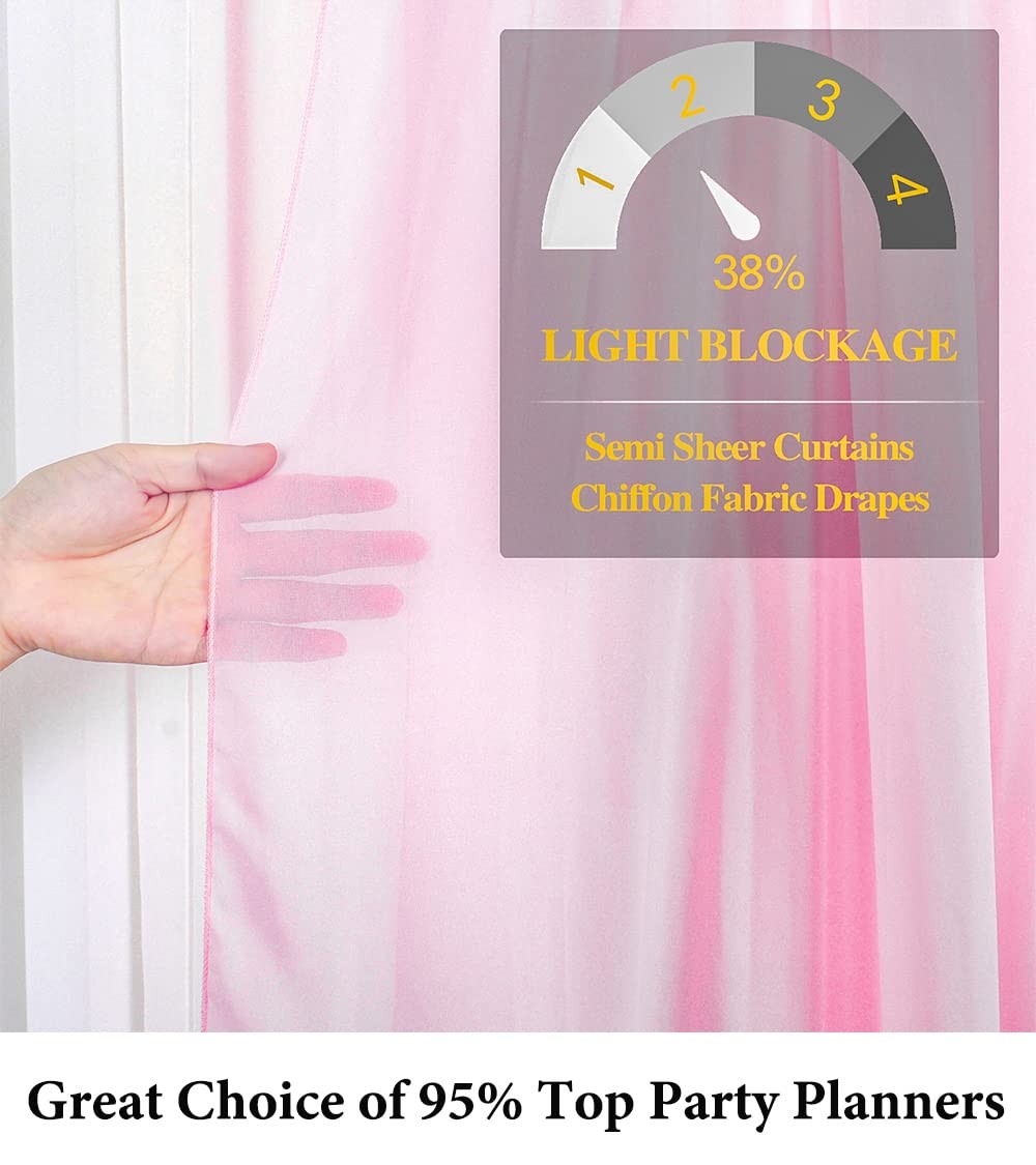 DUOBAO Pink Chiffon Backdrop Curtain-2 Panels 29×120-Inch Wedding Draping Beach