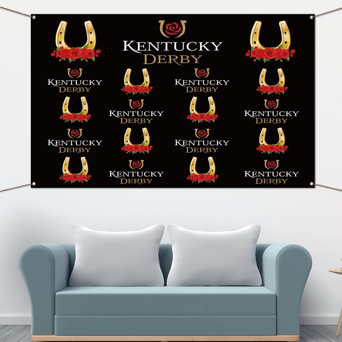 Rainlemon Kentucky Derby Photo Booth Backdrop 5.9ft*3.6ft, Multicolor