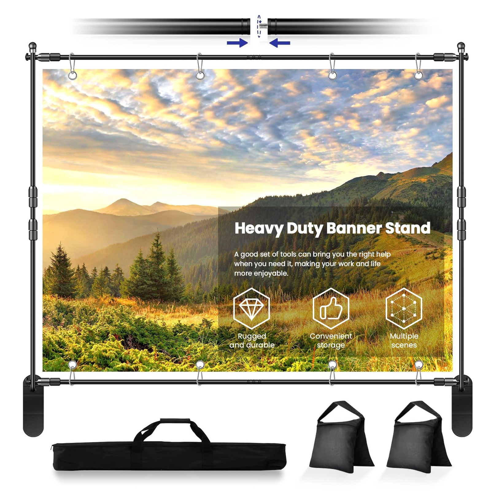 10x8ft Photo Backdrop Stand Kit – Adjustable Banner Stand with Step and Repea…