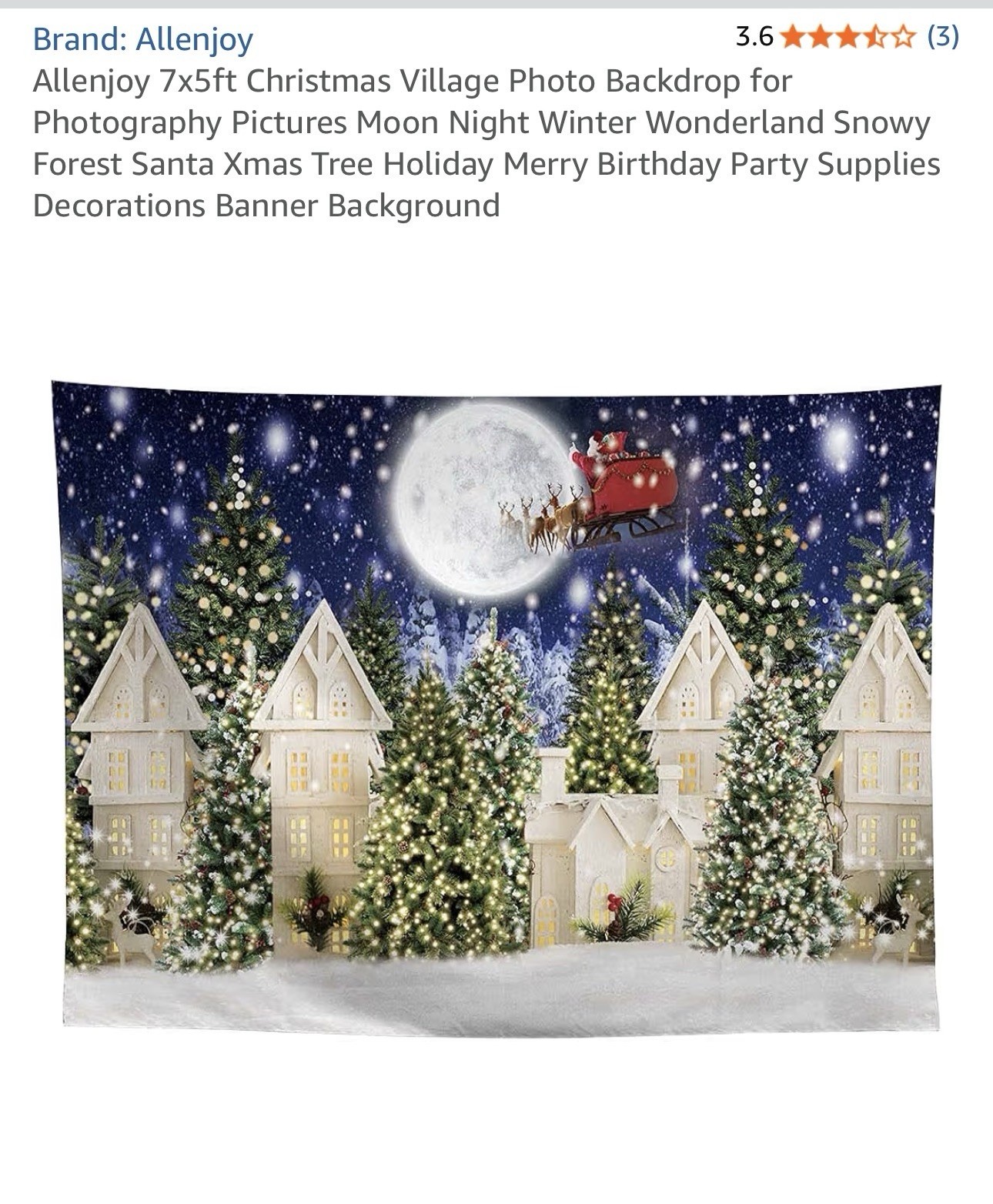 Allenjoy- Christmas Village Photo Backdrop Background Holiday Party Scene 7x5ft