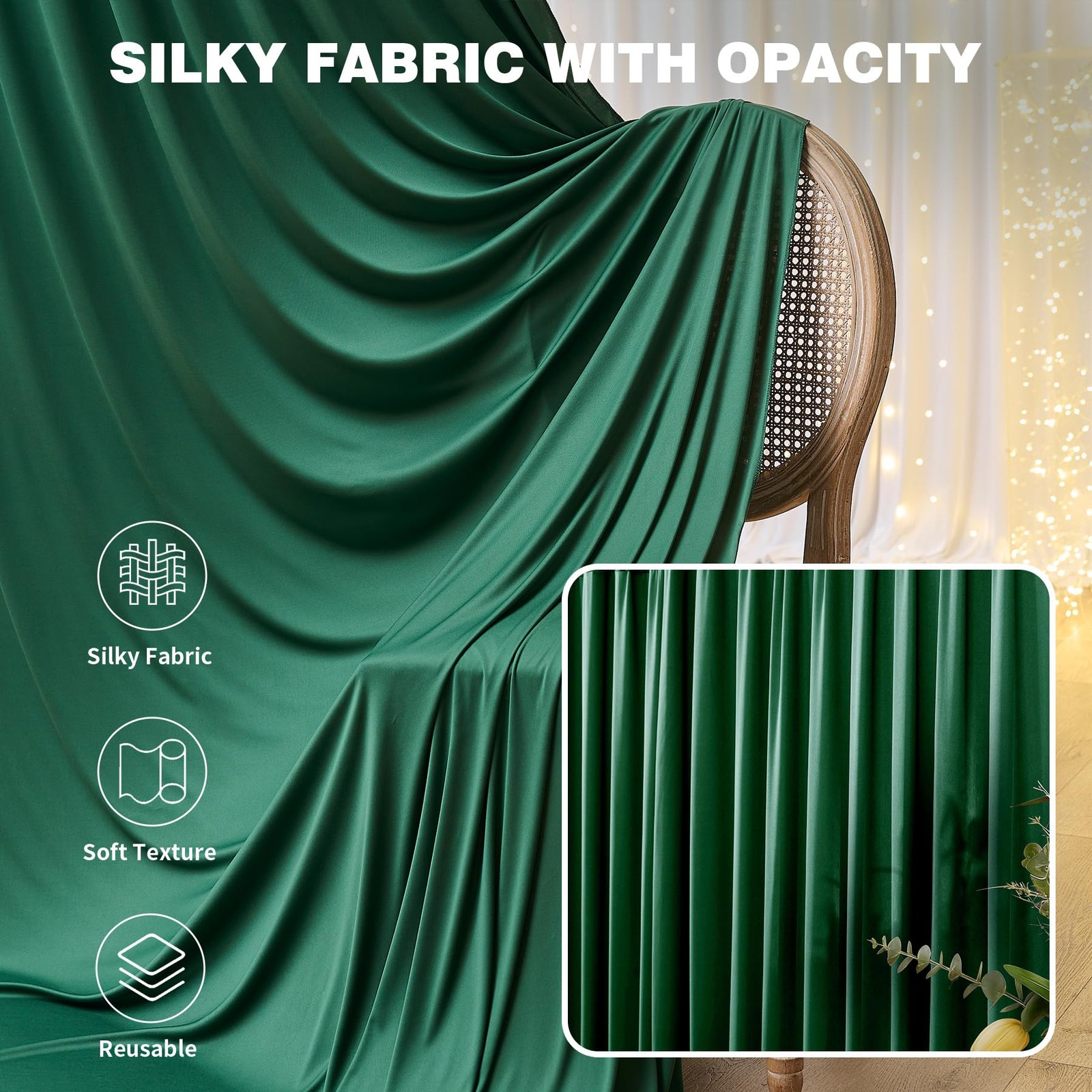 50ftx15ft Hunter Green Backdrop 5ft(W)x15ft(H)_10 Panels,