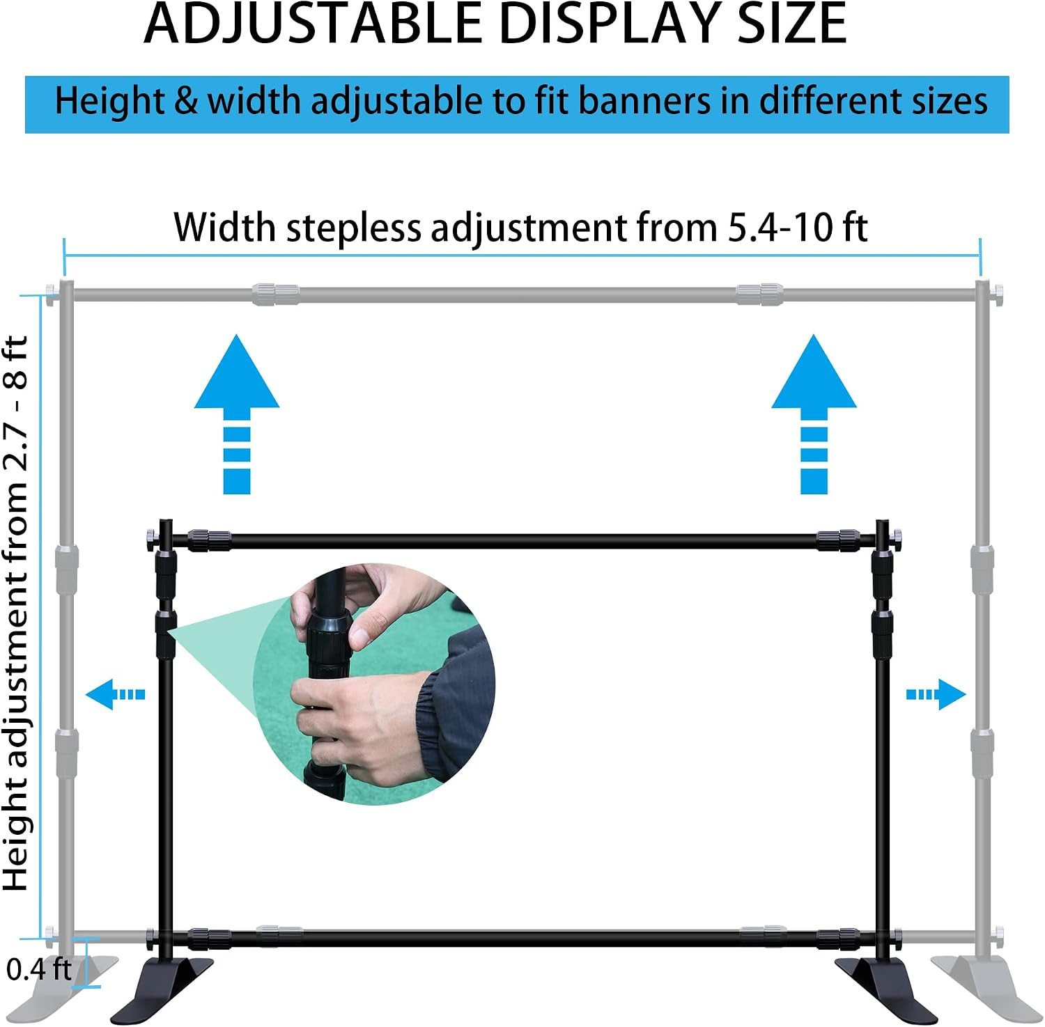Photo Backdrop Banner Stand Kit, Heavy Duty 10 x 8 FT Adjustable Telescopic Tube