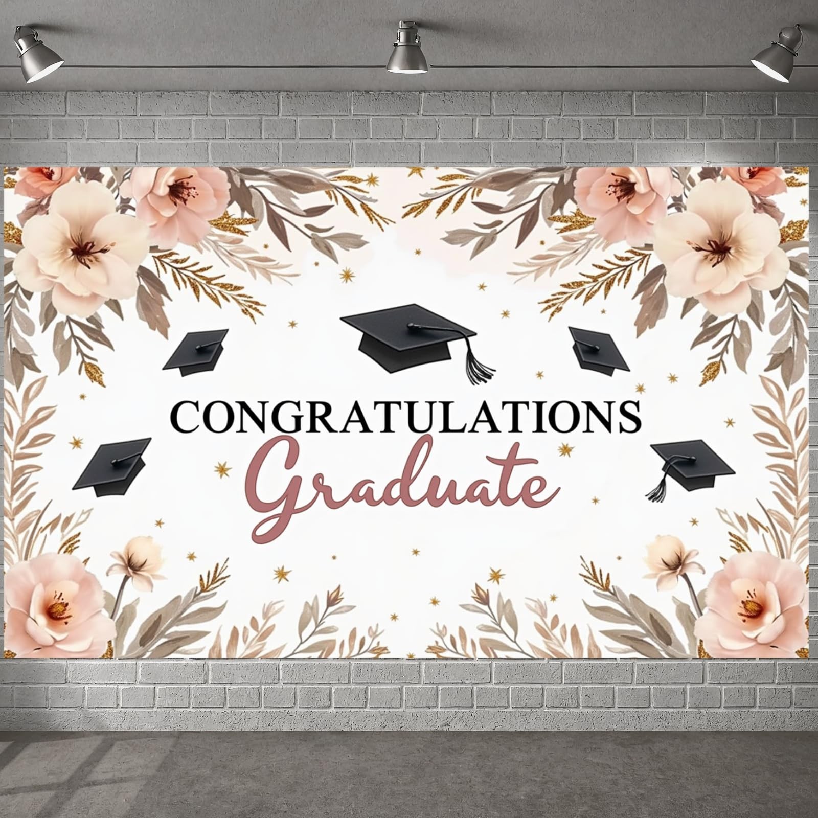 Class of 2026 Graduation Backdrop Party Decorations Floral Congrats Grad Banner