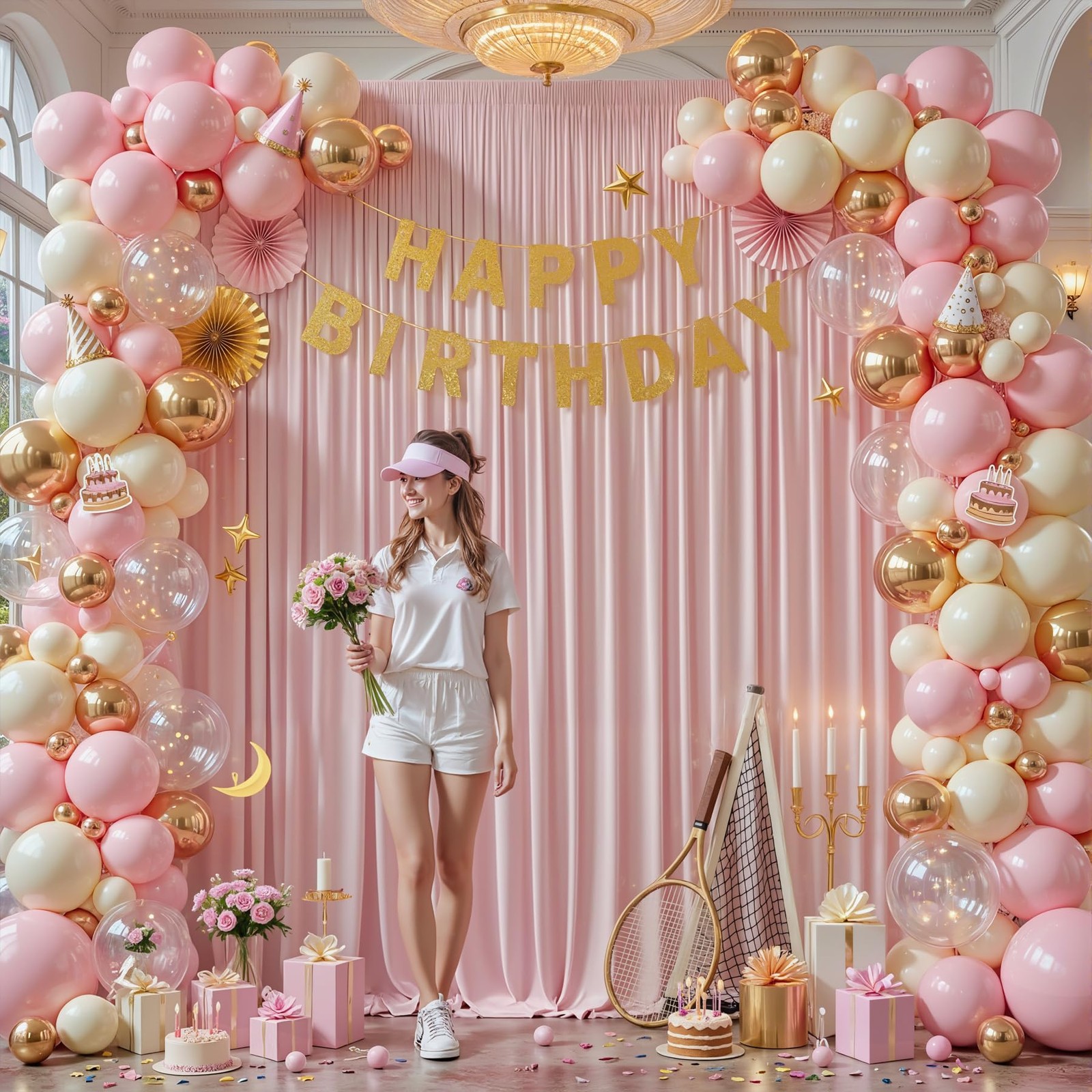 10 Panles Dusty Rose Backdrop Curtains – W4′ x H10′(10 panels),