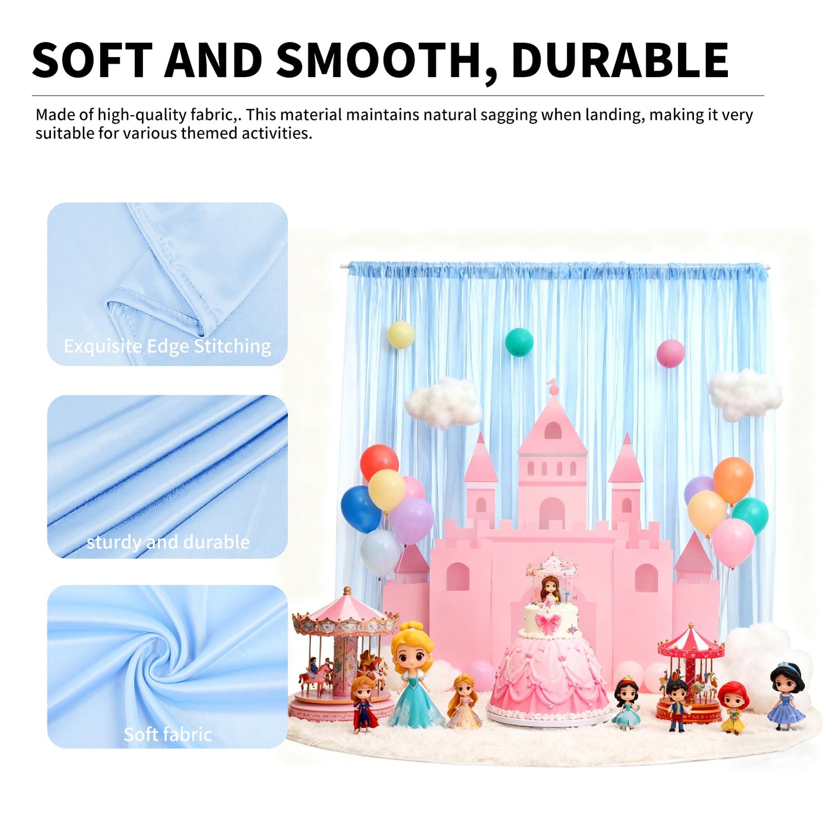 10×10 FT Photo Stage Backdrop 2 Panels Curtains Drapes Photography Party Blue