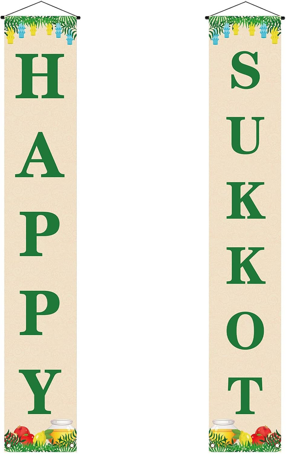 Happy Sukkot Porch Banner Sukkah Etrog Jewish Holiday Celebration Front Door Sig