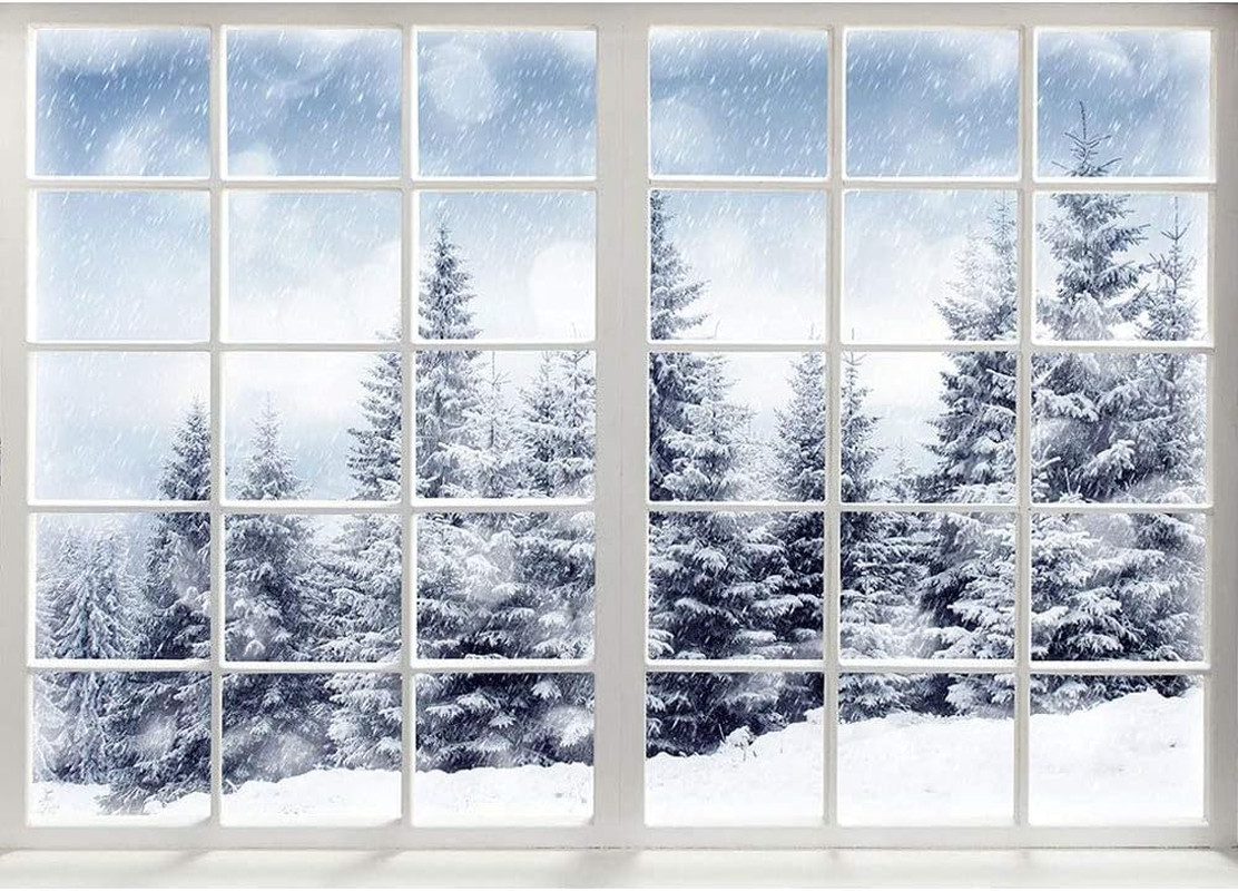 10×6.5ft Winter Forest Window Backdrop – Baby Newborn Winter Wonderland Backdrop