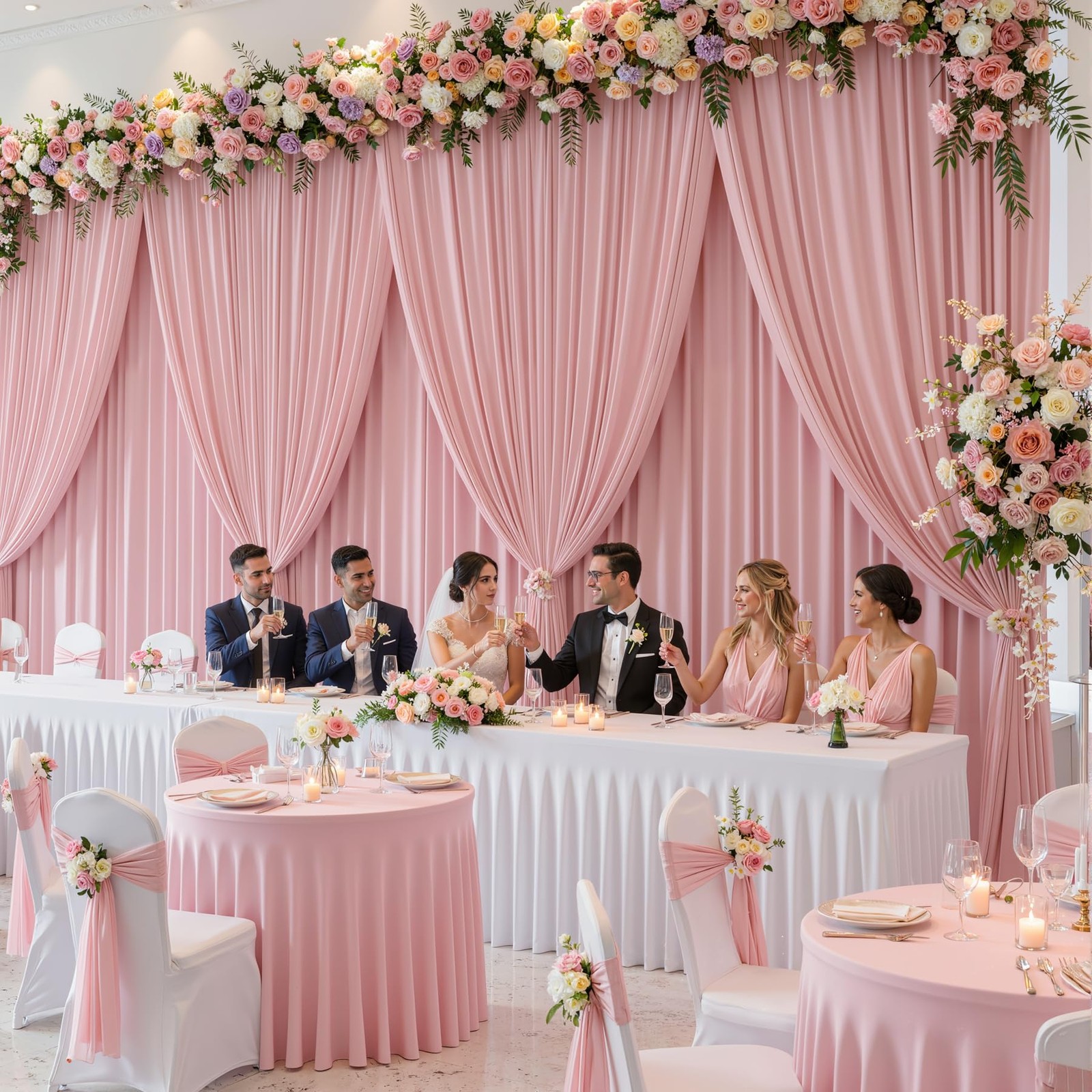 10 Panles Dusty Rose Backdrop Curtains – W4′ x H10′(10 panels),