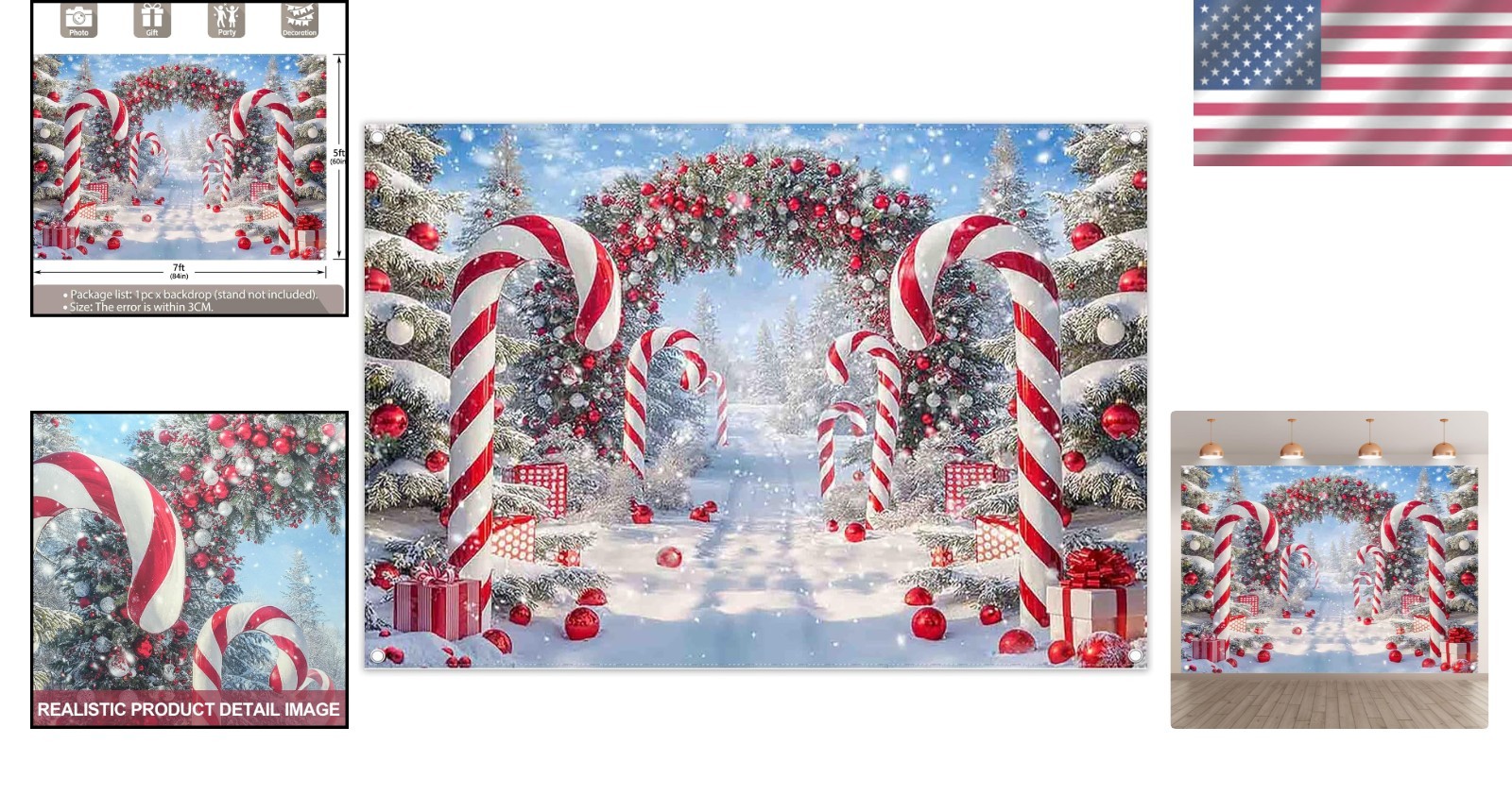 7x5ft Winter Snow Scene Backdrop for Christmas Parties Durable Polyester Fabric