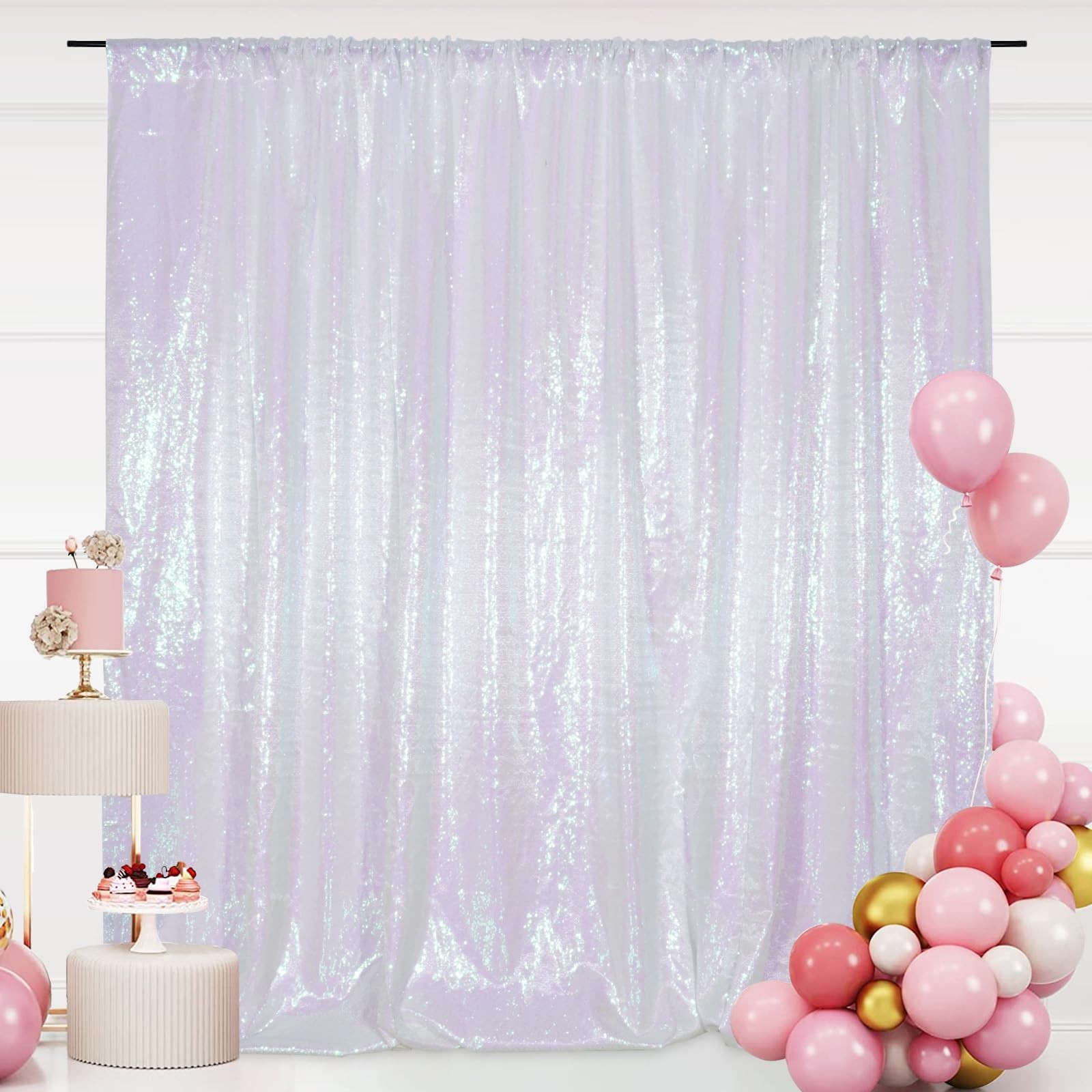 6x6ft Iridescent Sequin Backdrop Glitter Curtain Photography Panel