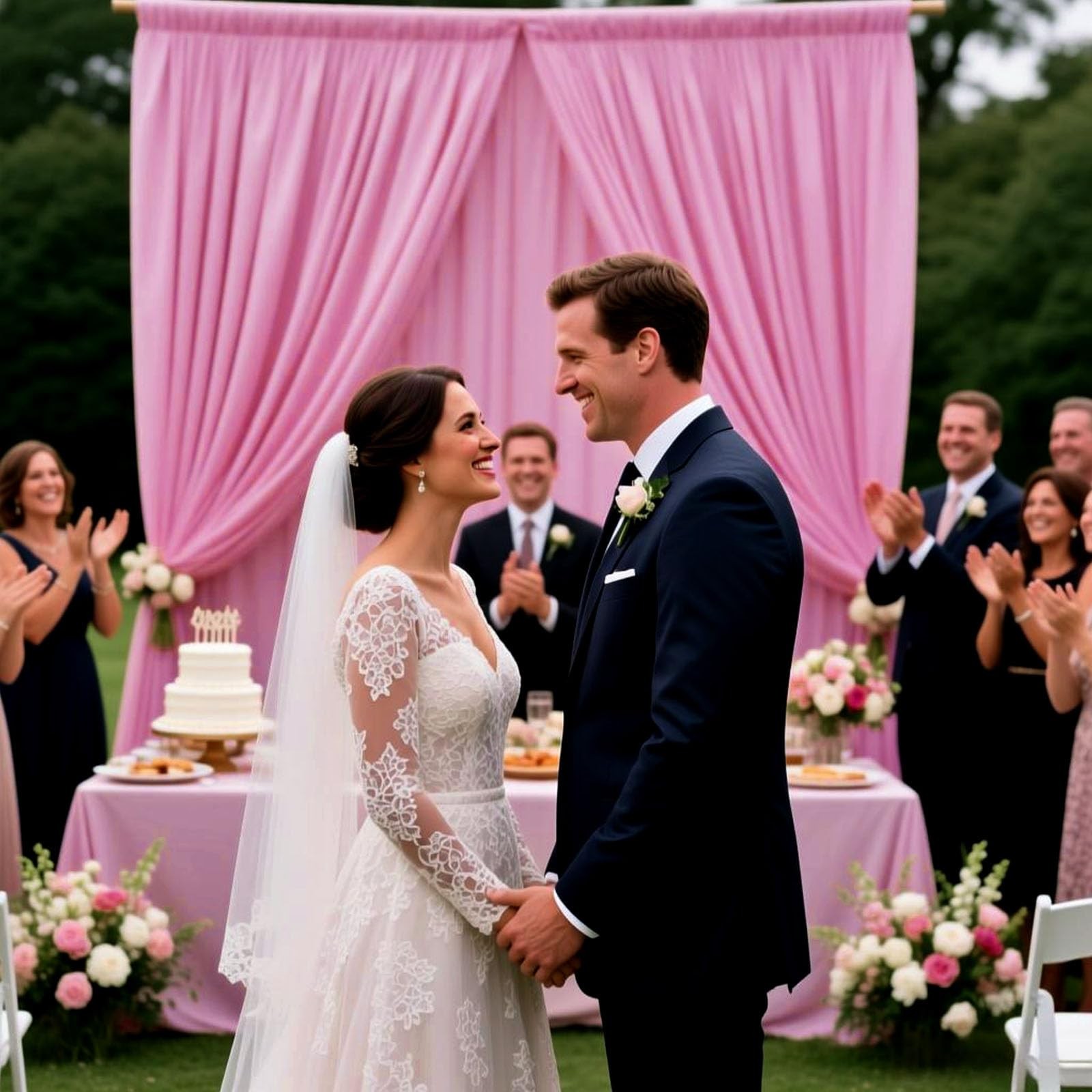 Pink Backdrop Curtains 2 Panels 10×7 Ft Polyester Drapes Rod Pocket Wedding
