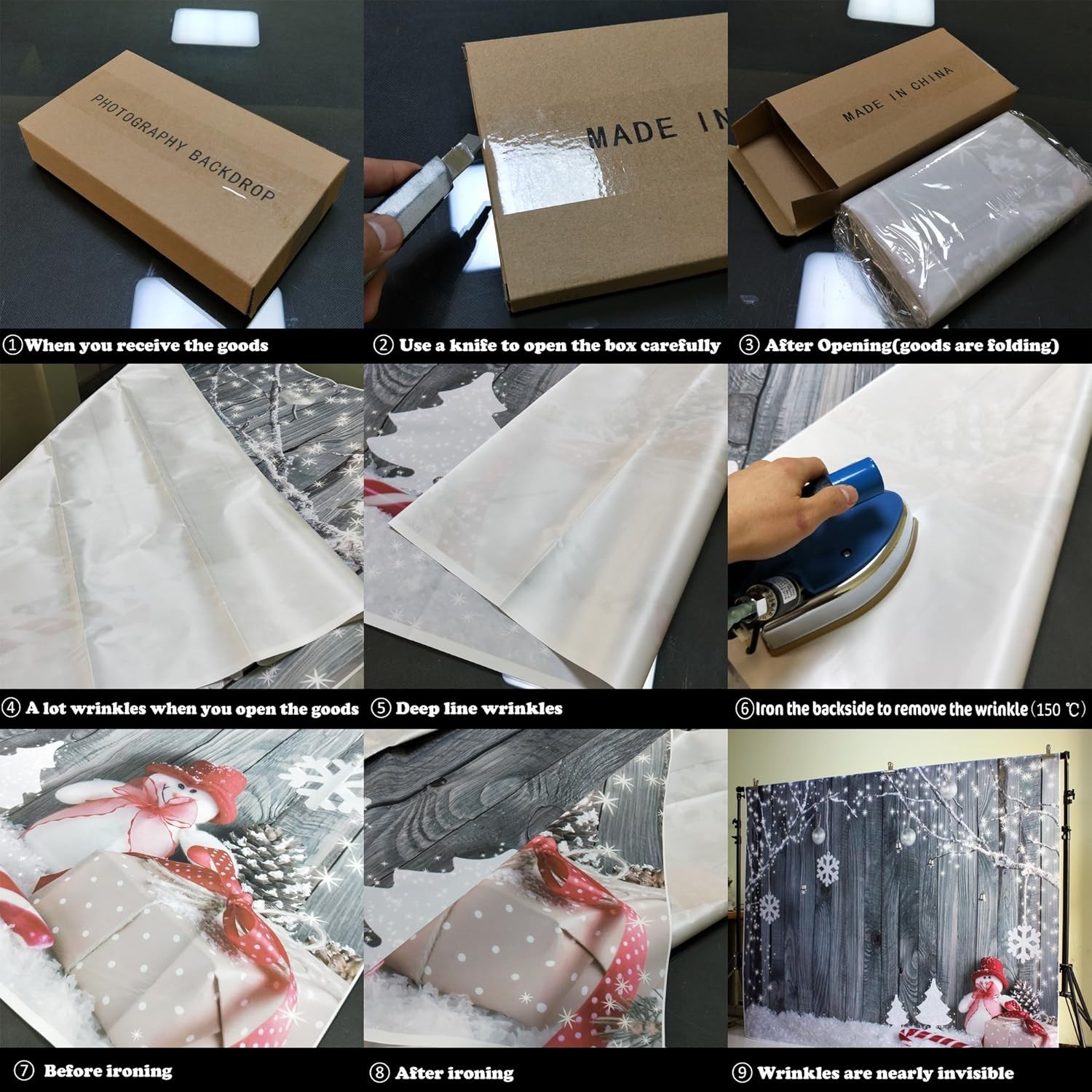 FiVan Wood and Snowman Design Photo Backdrop For Winter Home Party Pictures Baby