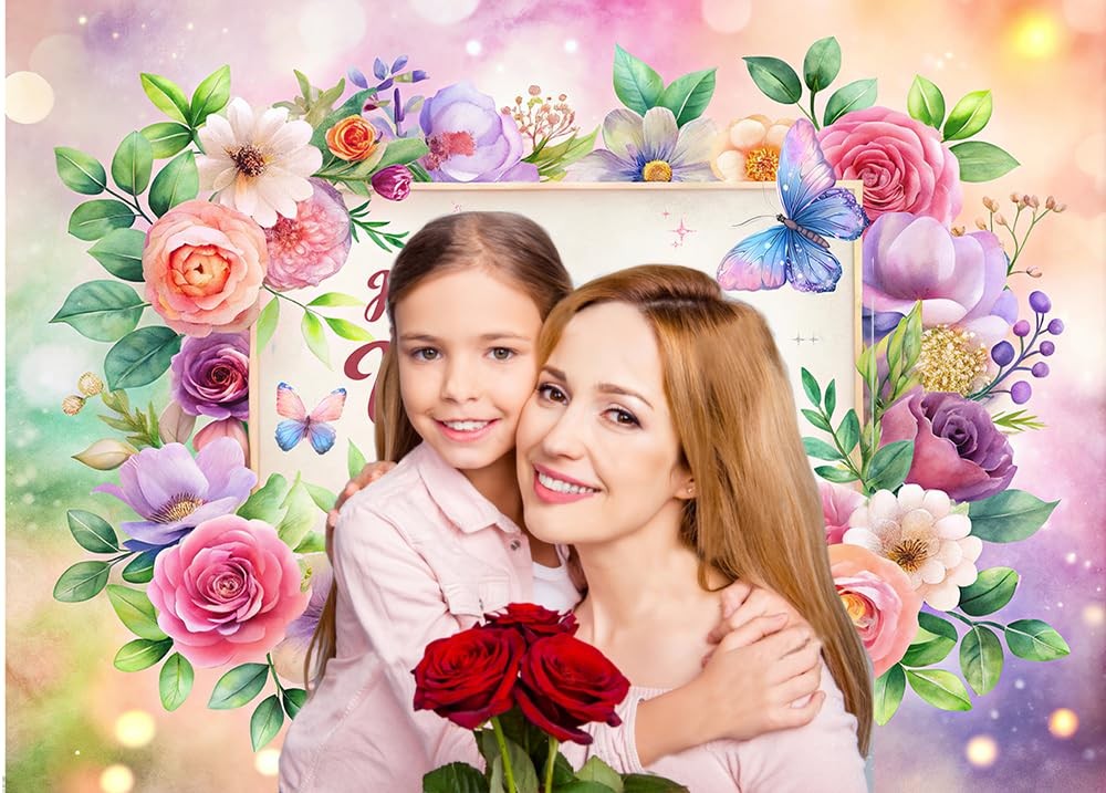 7X5FT Mother’s Day Backdrop Watercolor Flowers Backdrop Family Party Background
