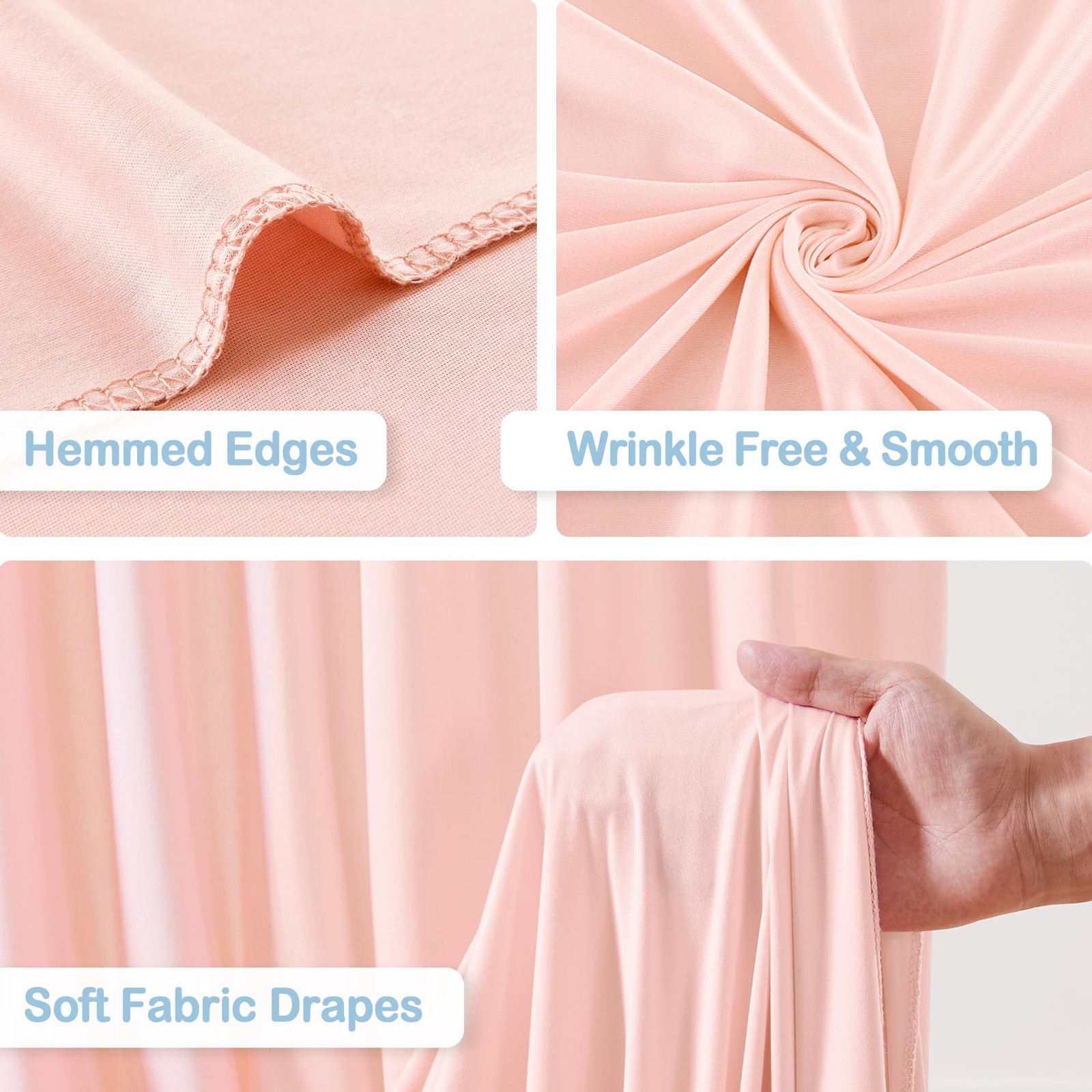 10 Panles Pale Pink Backdrop Curtains – W4′ x H10′(10 panels),