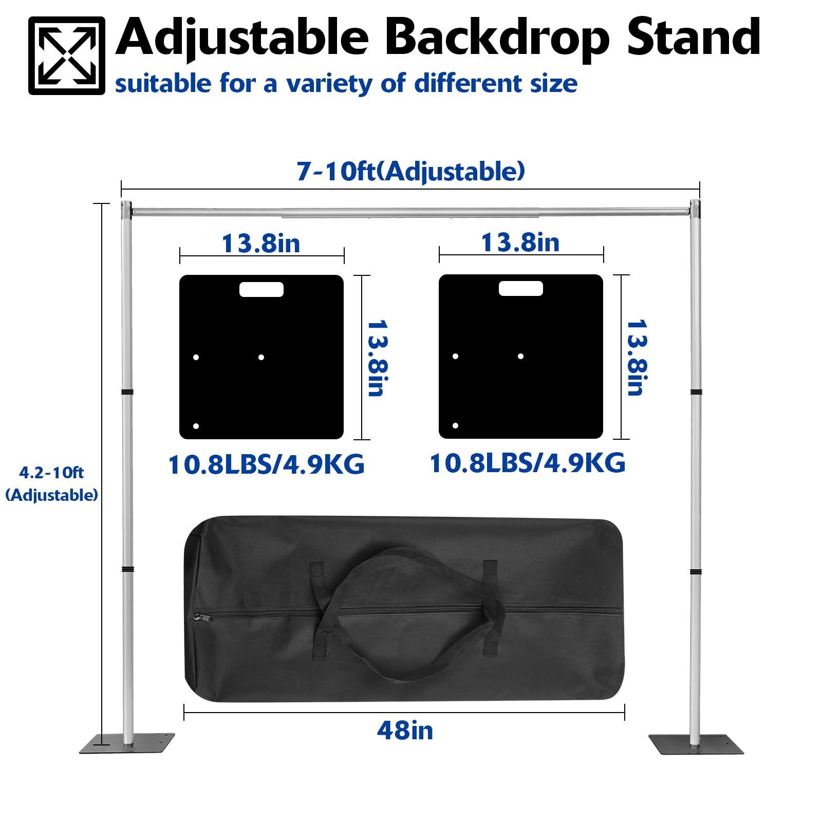 Pipe and Drape Backdrop Stand Kit, 10ftx10ft Heavy Duty Backdrop Stand, Adjus…