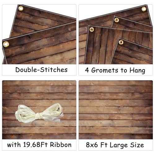 Large Wood Backdrop 8x6ft Polyester Brown Backdrop Photographers Retro Rustic