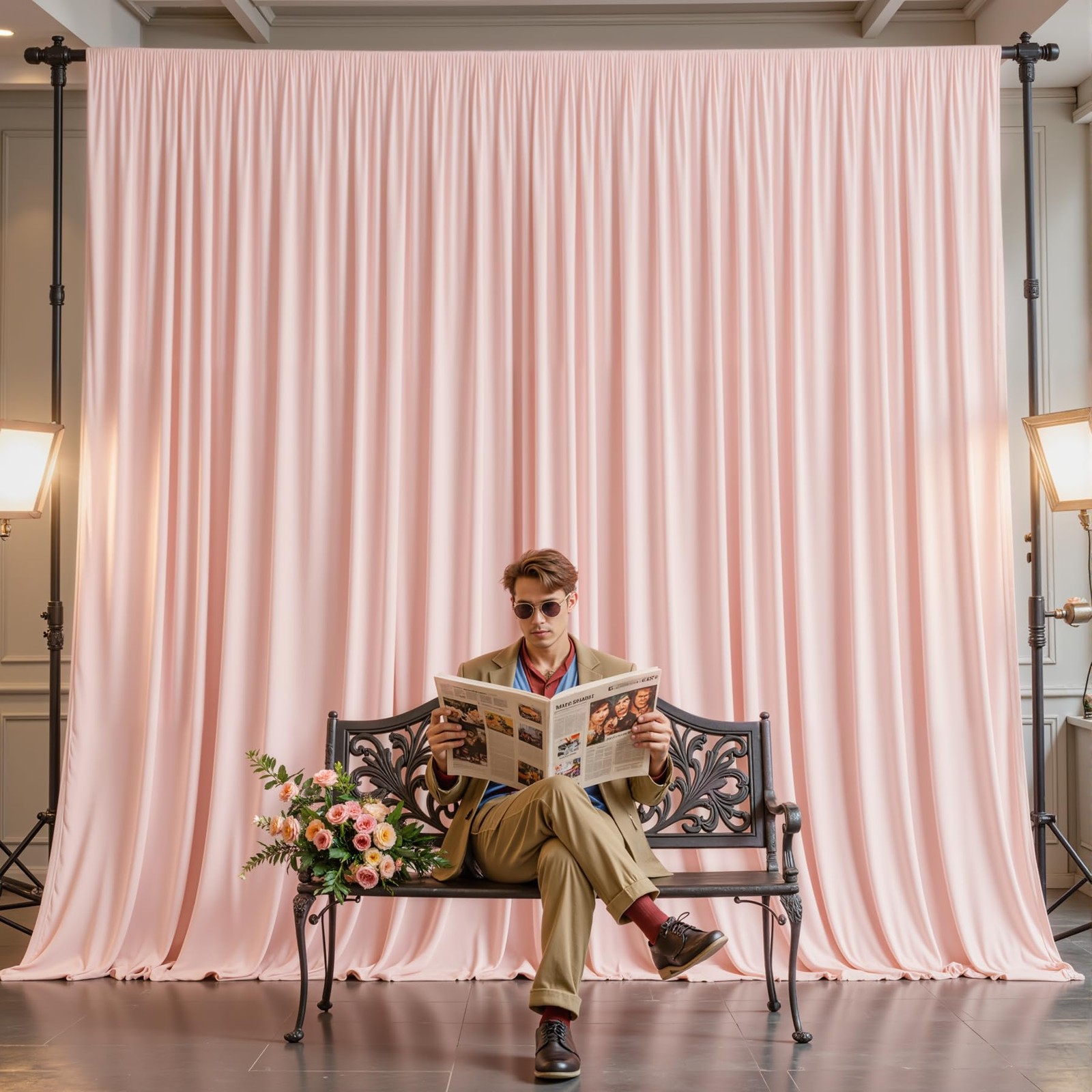 10 Panles Pale Pink Backdrop Curtains – W4′ x H10′(10 panels),