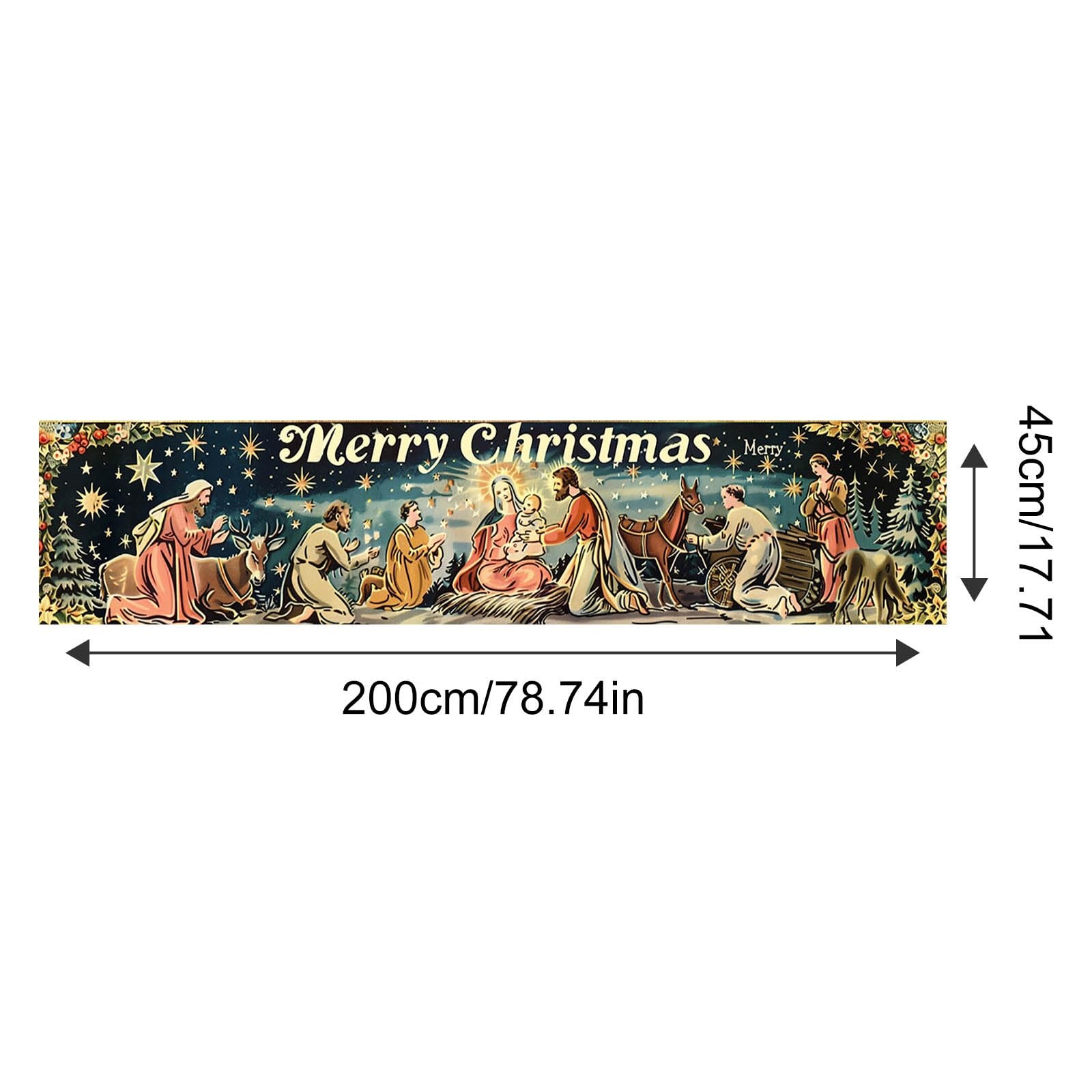 BlissYard Large Merry Christmas Banner 78×18 Inch Nativity Christmas#2