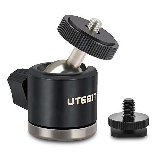 UTEBIT Ball Head with 1/4″ Hotshoe Camera Mount Adapter 360 Degree Rotatable