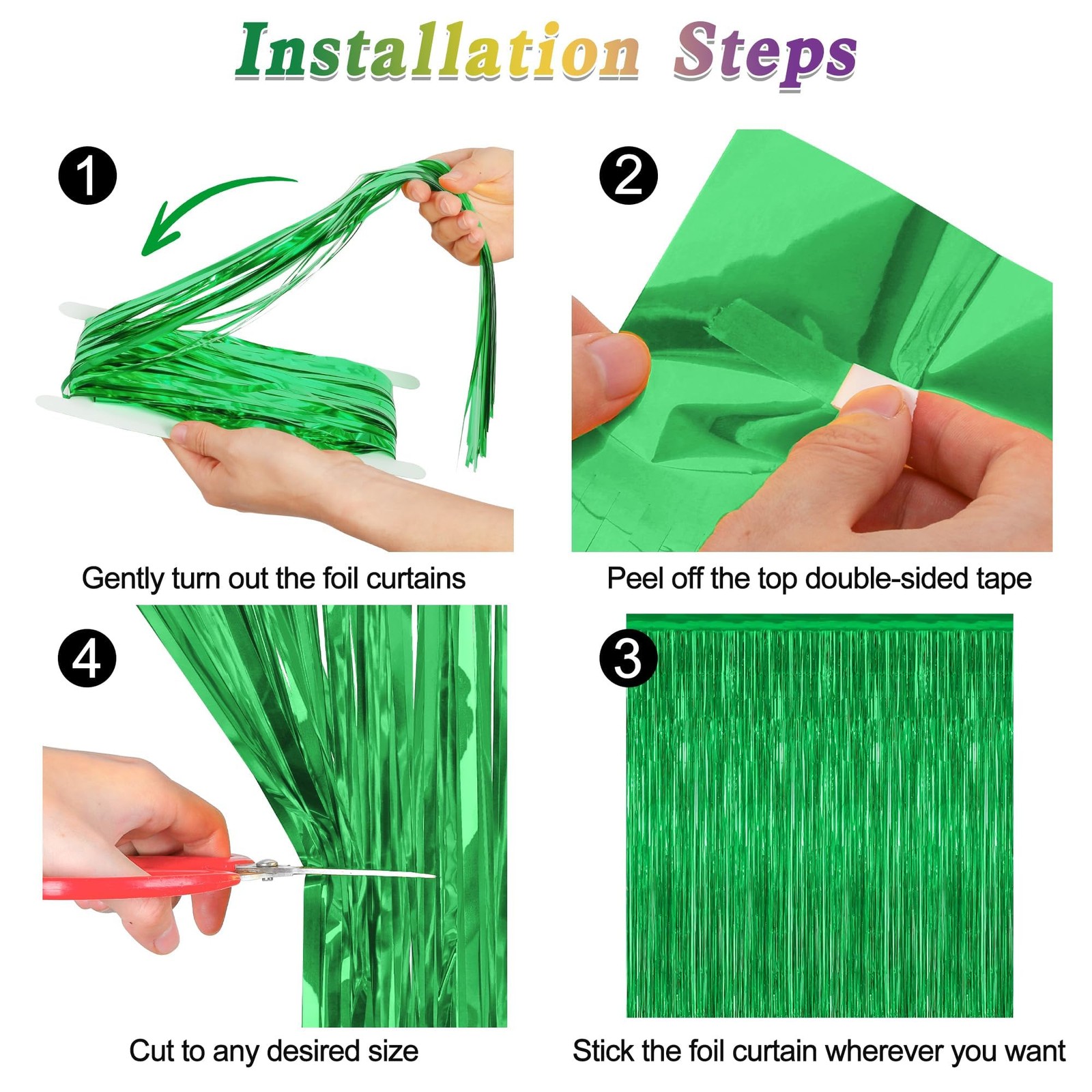 ZATAYE 2 Pack Green Foil Curtain Backdrop Birthday Party 2 PCS,