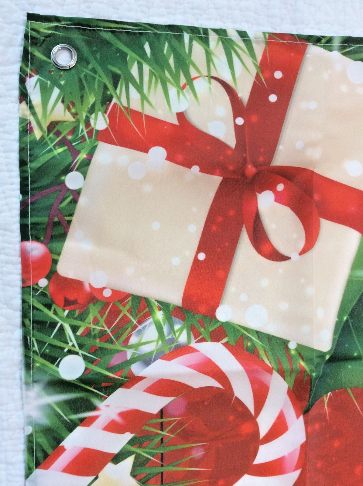 Christmas Fabric Photo Backdrop Winter Snowflakes 6′ X 3′ 7″ OPEN BOX!