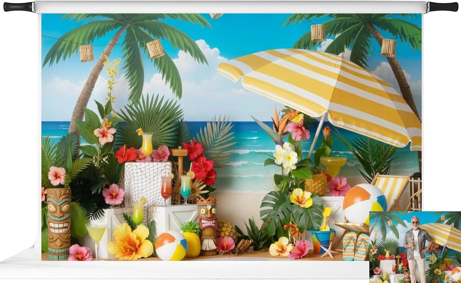 Summer Backdrops for Photography Tropical Hawaiian Beach Vacation Party Decorati
