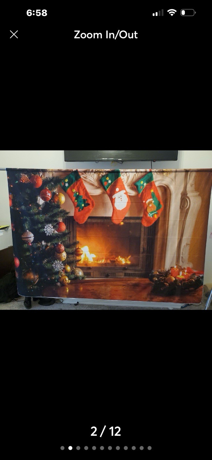 Kate Christmas Fireplace Photo Backdrop/Background Winter/Snow 5’x7’