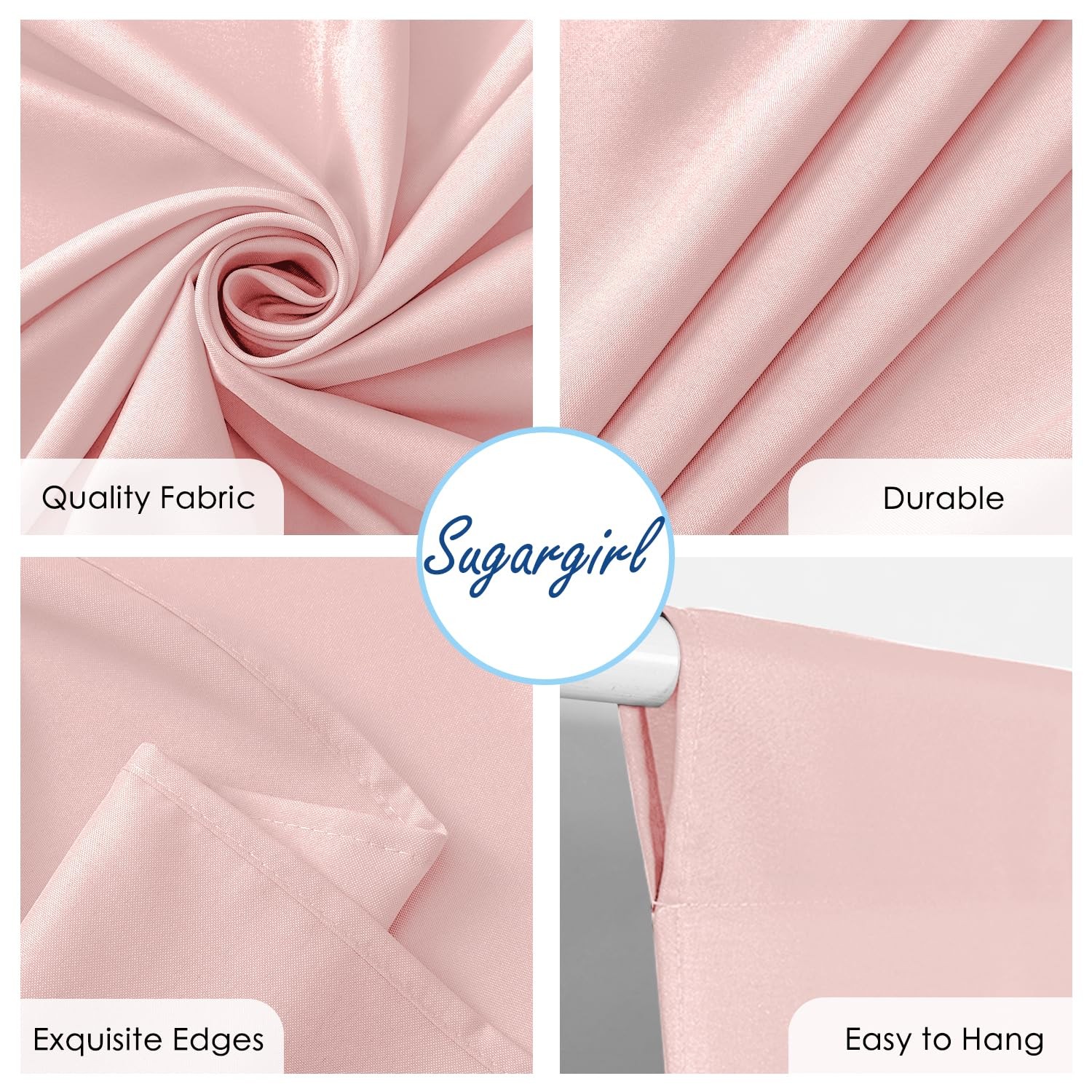 Blush Pink Backdrop Curtains 10×10 Ft 2 Panels Polyester Photography Drapes