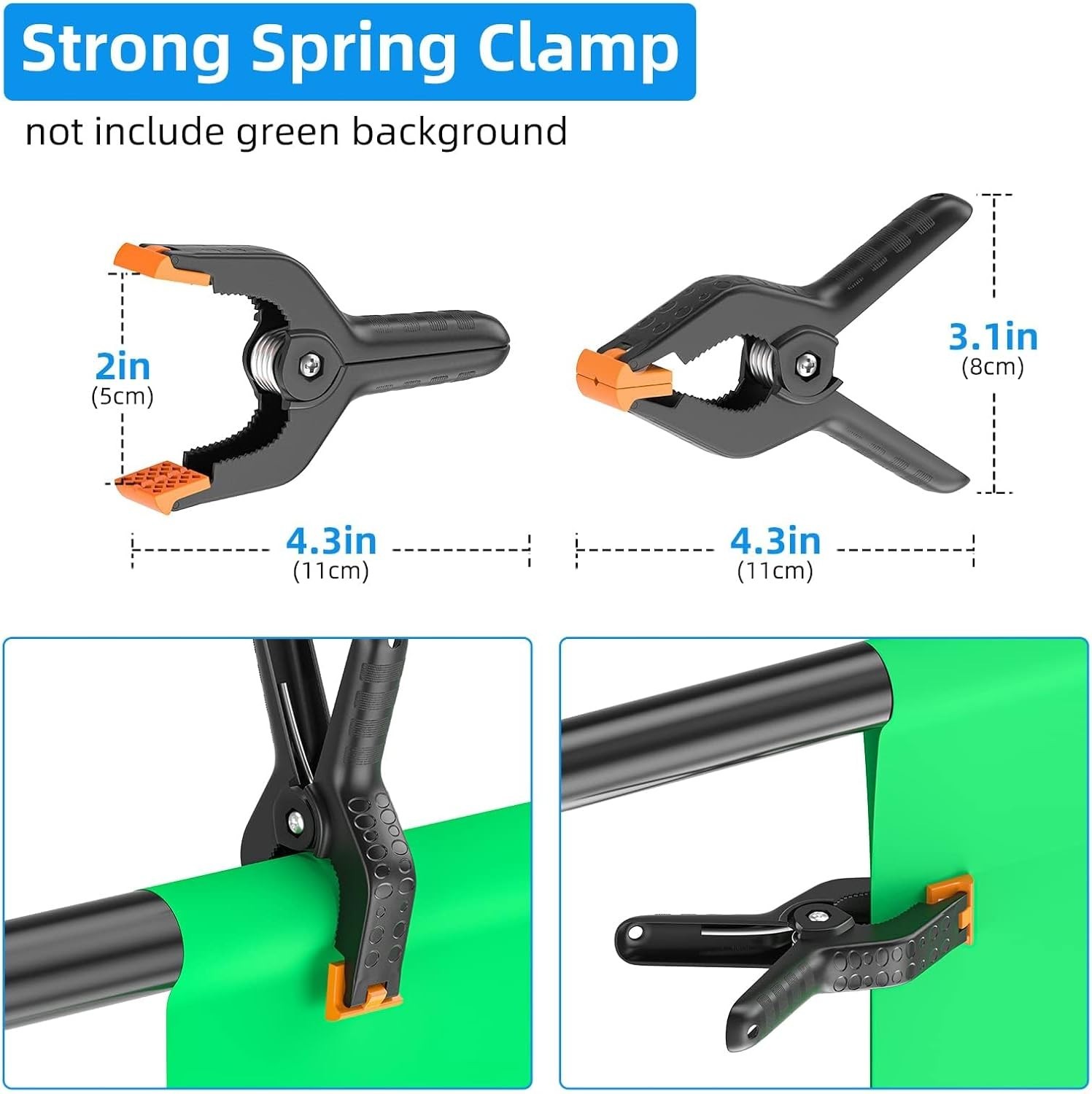 Lightweight 8.5ft Backdrop Stand with 4 Spring Clamps – Easy Set Up & Transport
