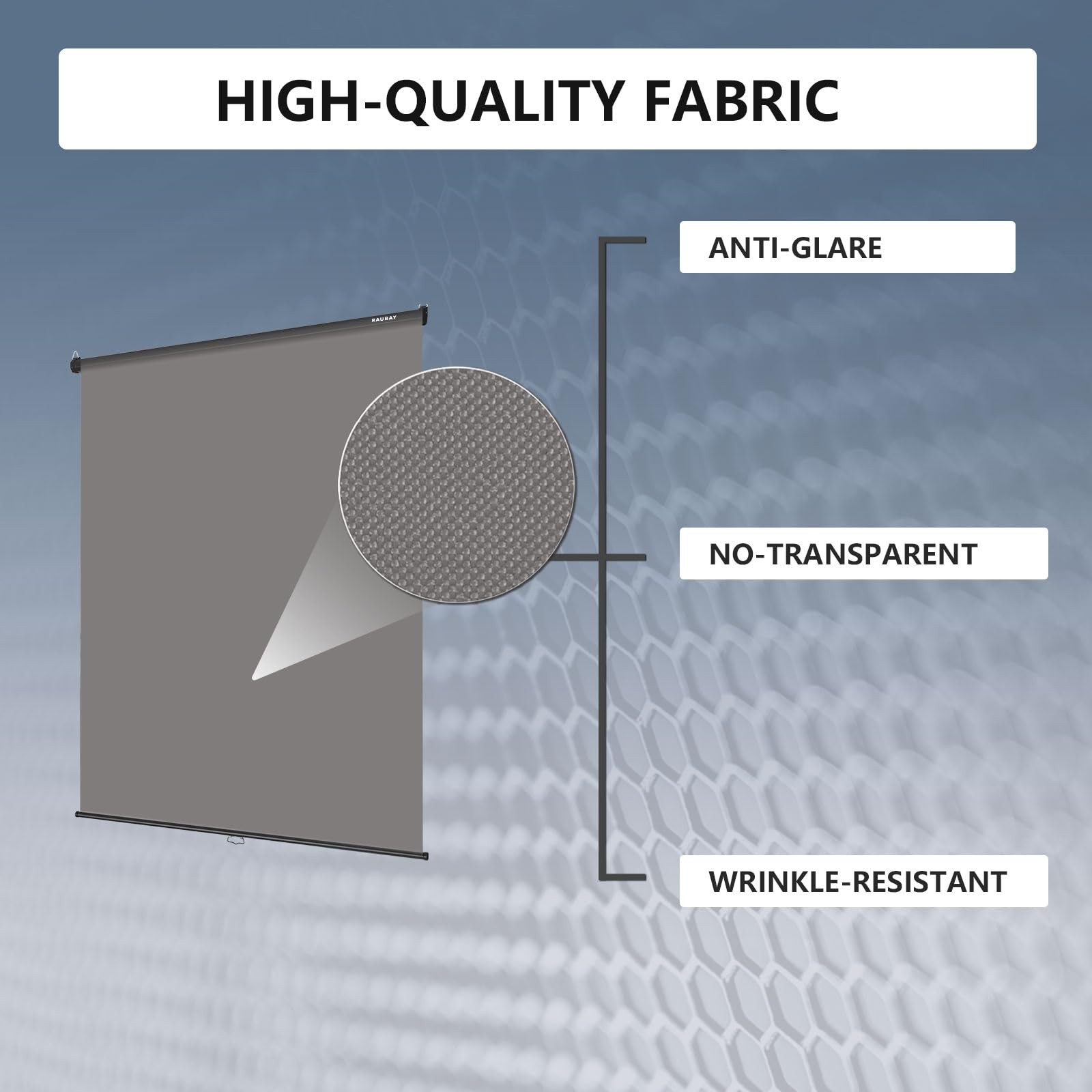 RAUBAY Retractable Pull Down Grey Screen Standard(59.8 x 86.6in),
