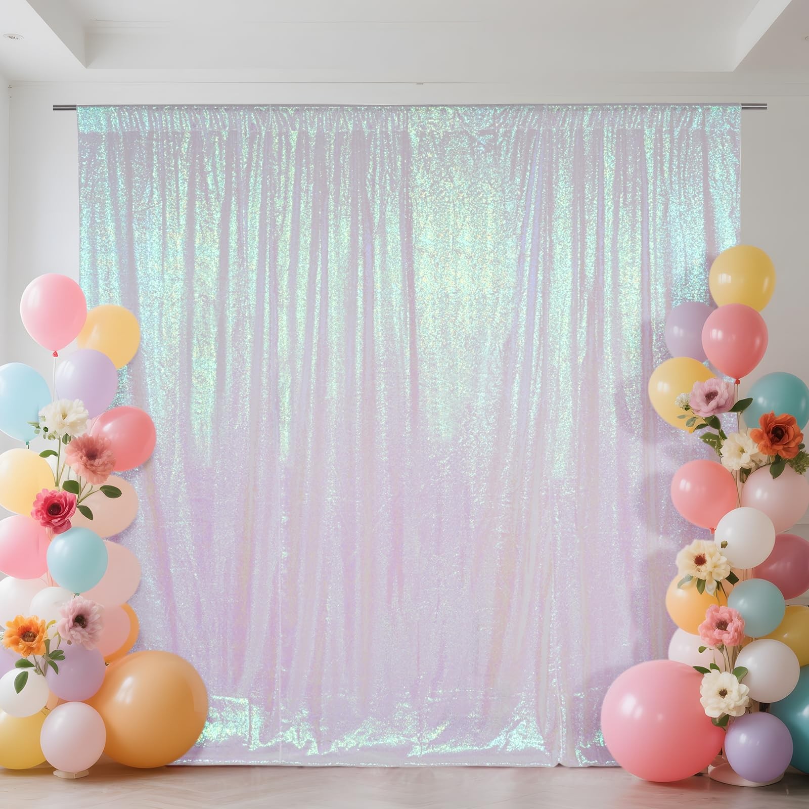 6x6ft Iridescent Sequin Backdrop Glitter Curtain Photography Panel