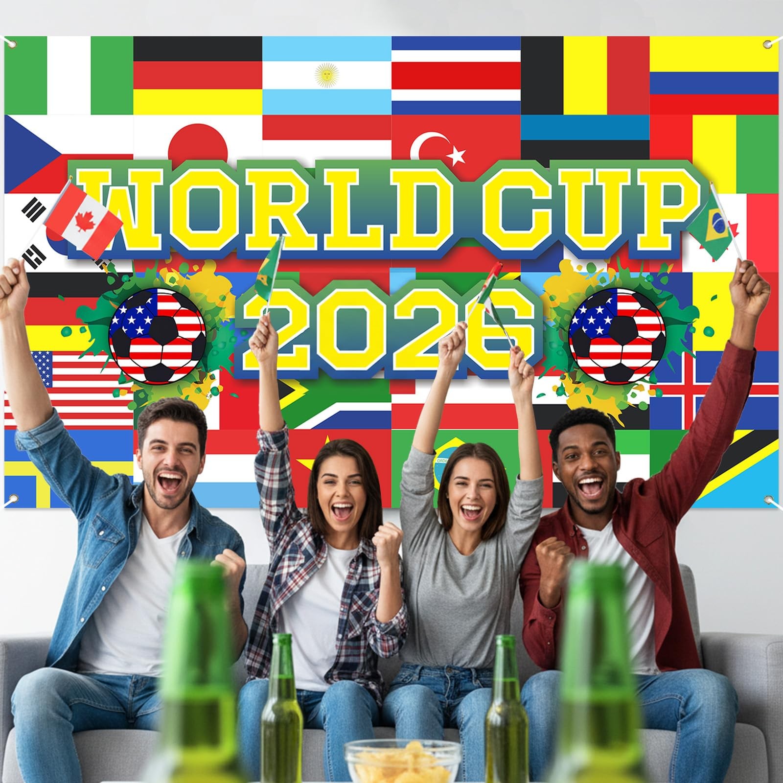 World Football Tournament Cup Celebration Backdrop 43×71 Inch 2026 Vibrant So…
